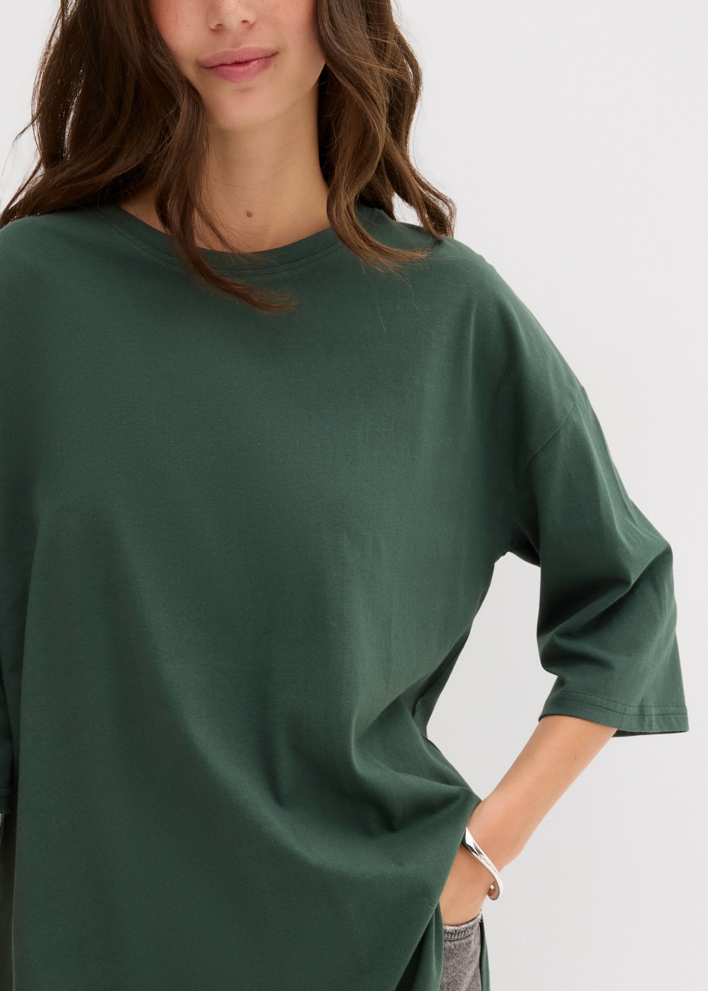 bonprix Oversize-Shirt mit Seitenschlitzen, aus Baumwolle
