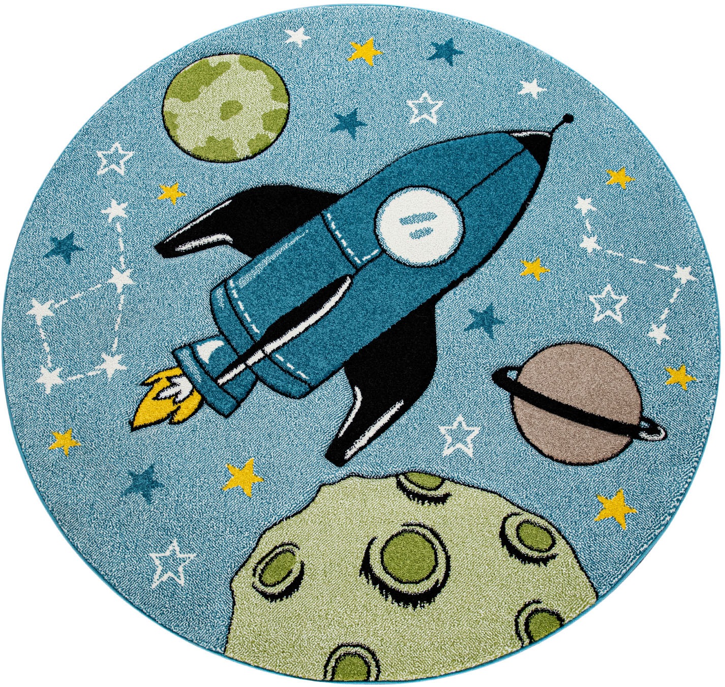 Image of Paco Home Kinderteppich »Volta 321«, rund, 12 mm Höhe, Kurzflor, Motiv Rakete, Kinderzimmer bei Ackermann Versand Schweiz