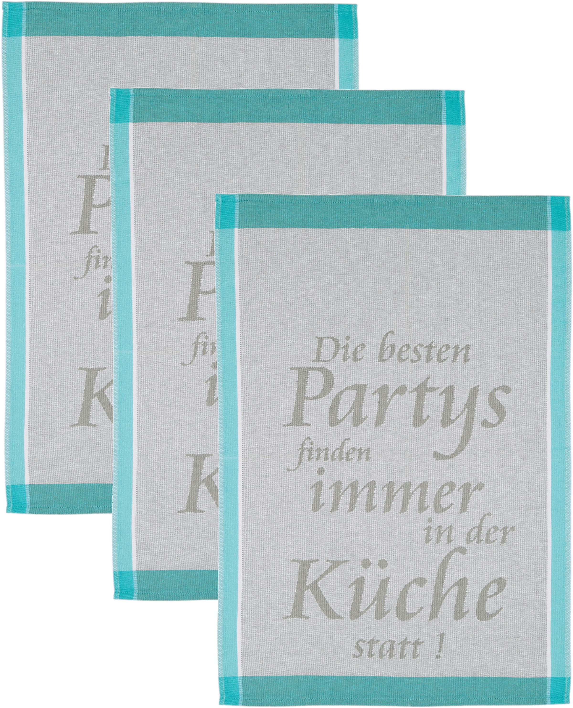 Image of ROSS Geschirrtuch "Die Besten Partys finden immer in der Küche statt" Sprüchetuch, aus 100% Baumwolle