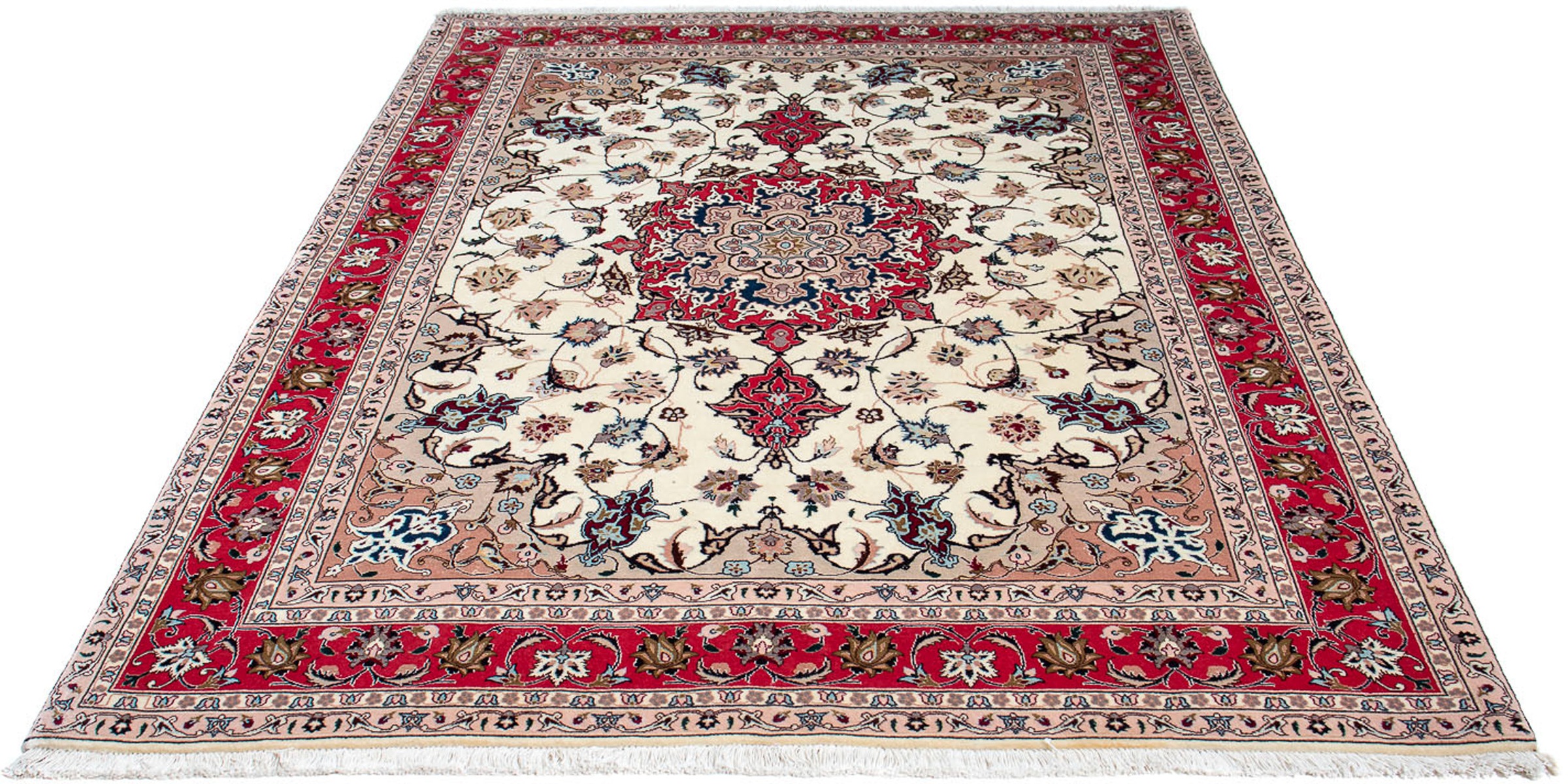 Image of morgenland Orientteppich »Perser - Täbriz - Royal - 212 x 154 cm - beige«, rechteckig, 7 mm Höhe, Wohnzimmer, Handgeknüpft, Einzelstück mit Zertifikat bei Ackermann Versand Schweiz