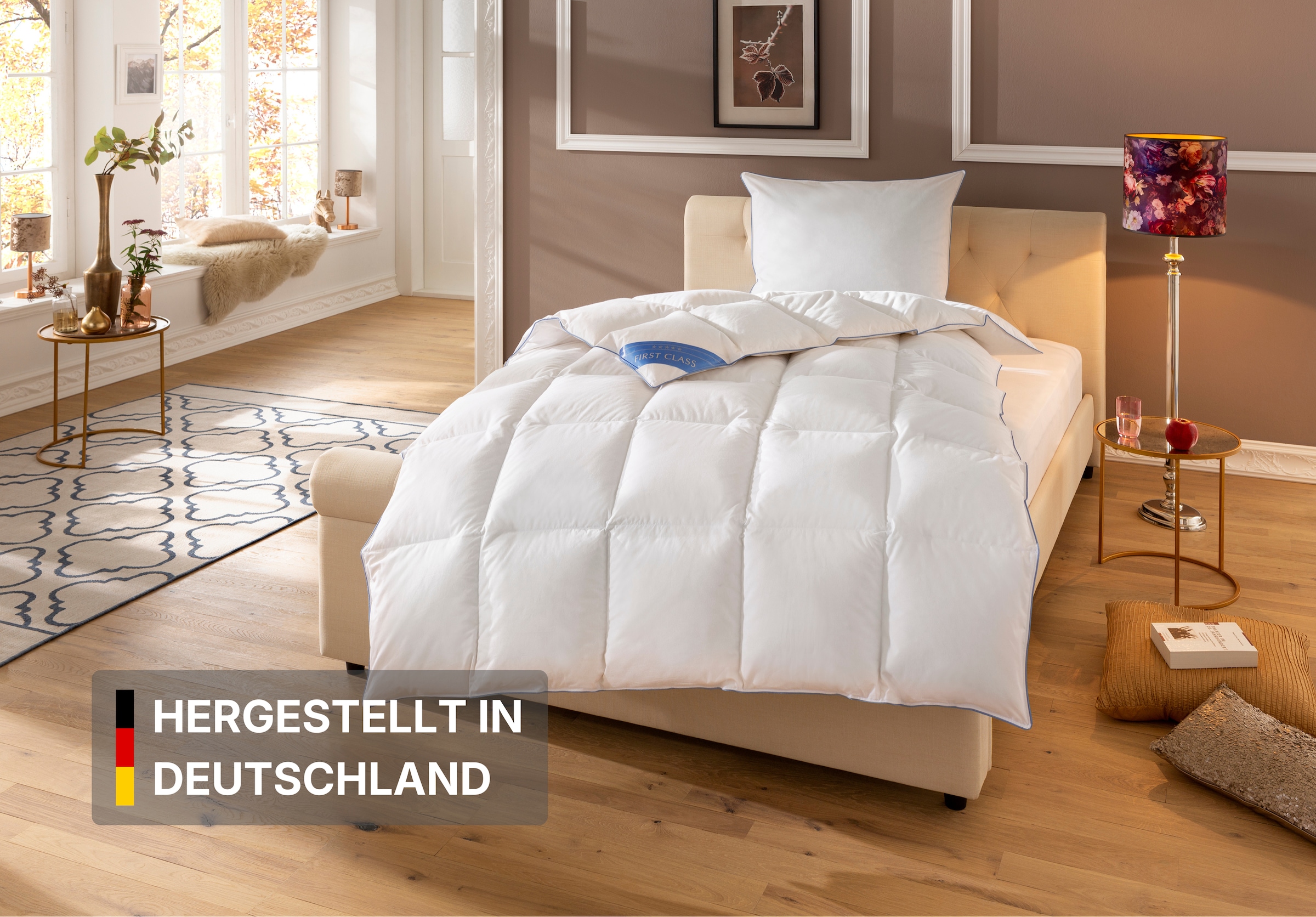 Image of Hanse by RIBECO Daunenbettdecke "Lina 90% Daunen, Bettdecke hergestellt in Deutschland" warm Füllung 90% Daunen & 10% Federn 1 Stk. tlg. Hochwertiges Naturprodukt
