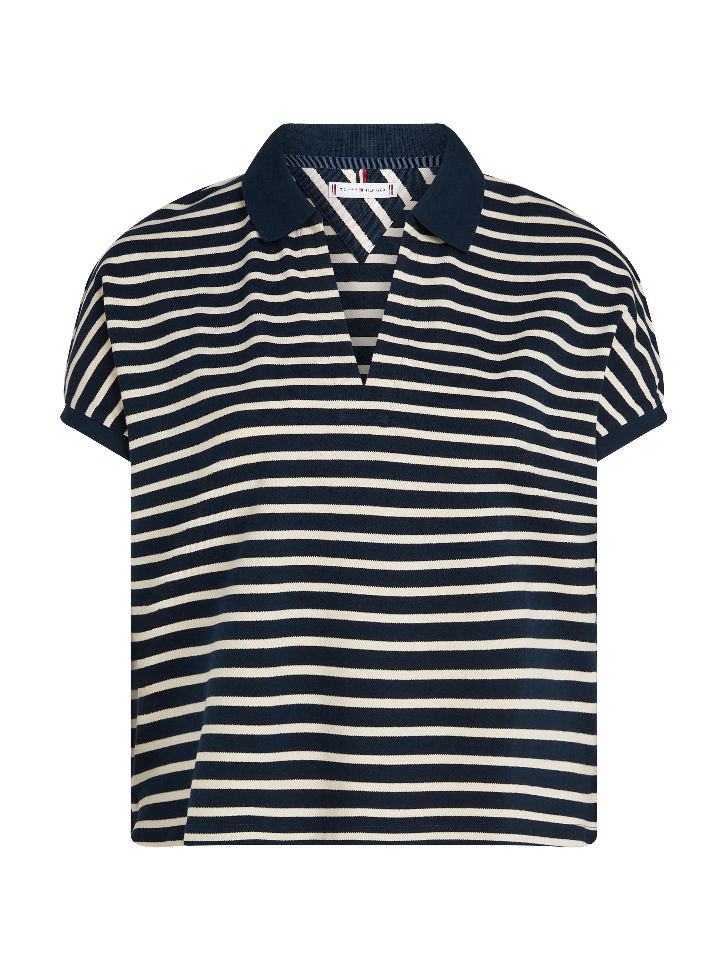 Tommy Hilfiger Curve Poloshirt »CRV LYOCELL OPEN-NK POLO SS«, in Grossen Grössen, Polokragen, Streifenmuster
