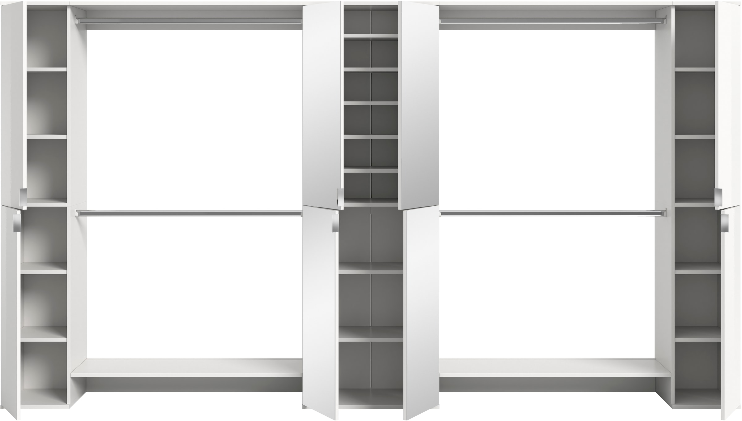 INOSIGN Garderoben-Set »Trondheim, Garderobenset 5-tlg. Breite 341 cm,«, (5 St.), best. aus: Spiegelschrank, 4 Kleiderstanden, 2x Schrank, Flur, Diele