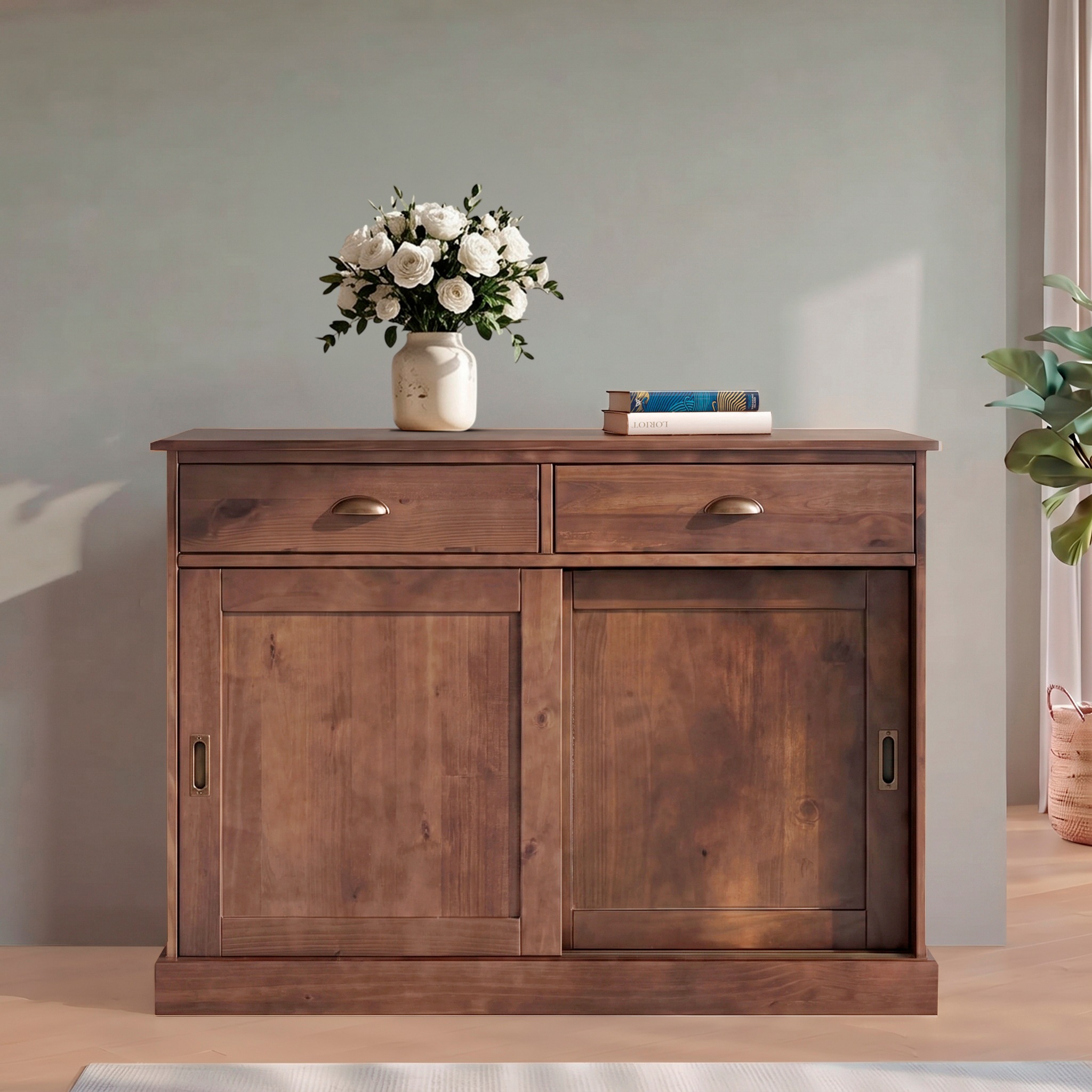 Image of GOODproduct Sideboard "Schröder" Kommode, 2 Schiebetüren, 2 Schubkasten, aus massivem Kiefernholz