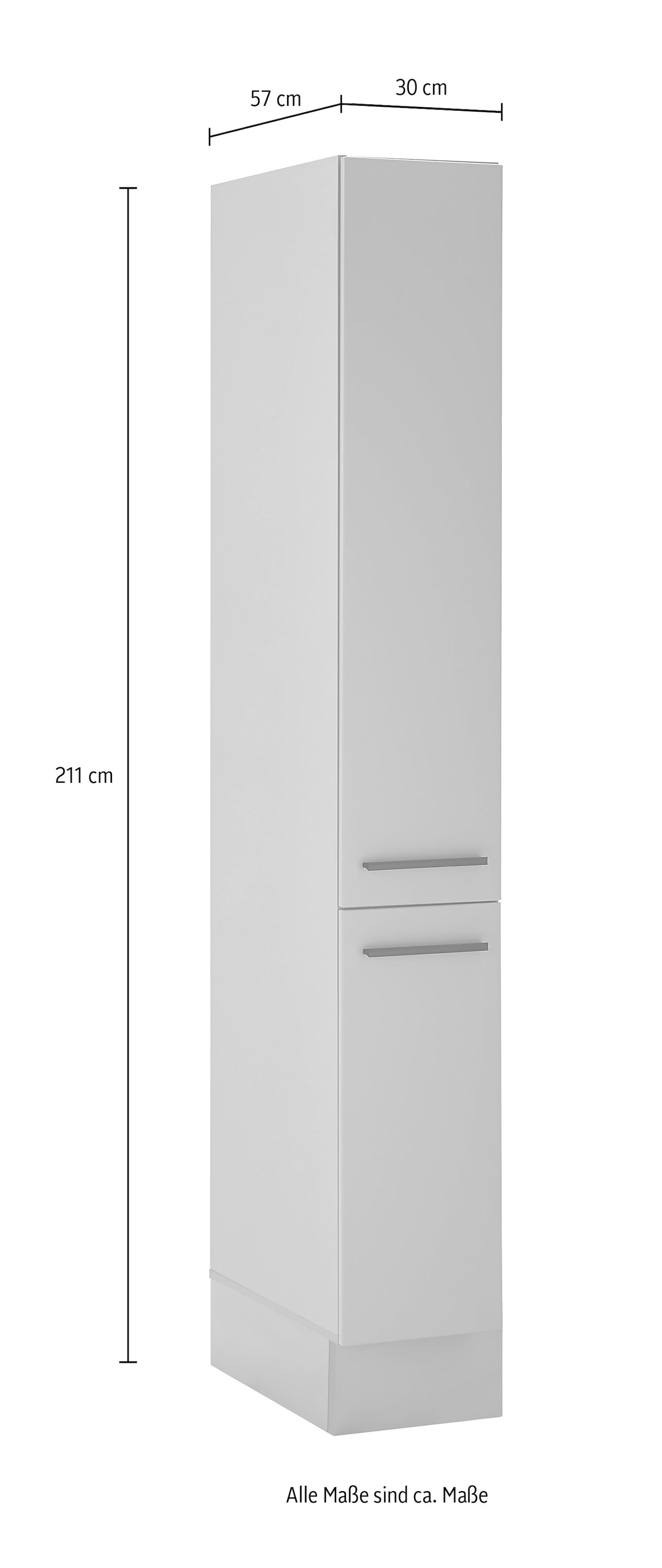 BASIC by Balculina Armoire à provisions »Denver, Küchenschrank BxHxT 30 x 211 x 57« 1 cuis tlg. largeur 30cm, en gris mat/chêne lancelot