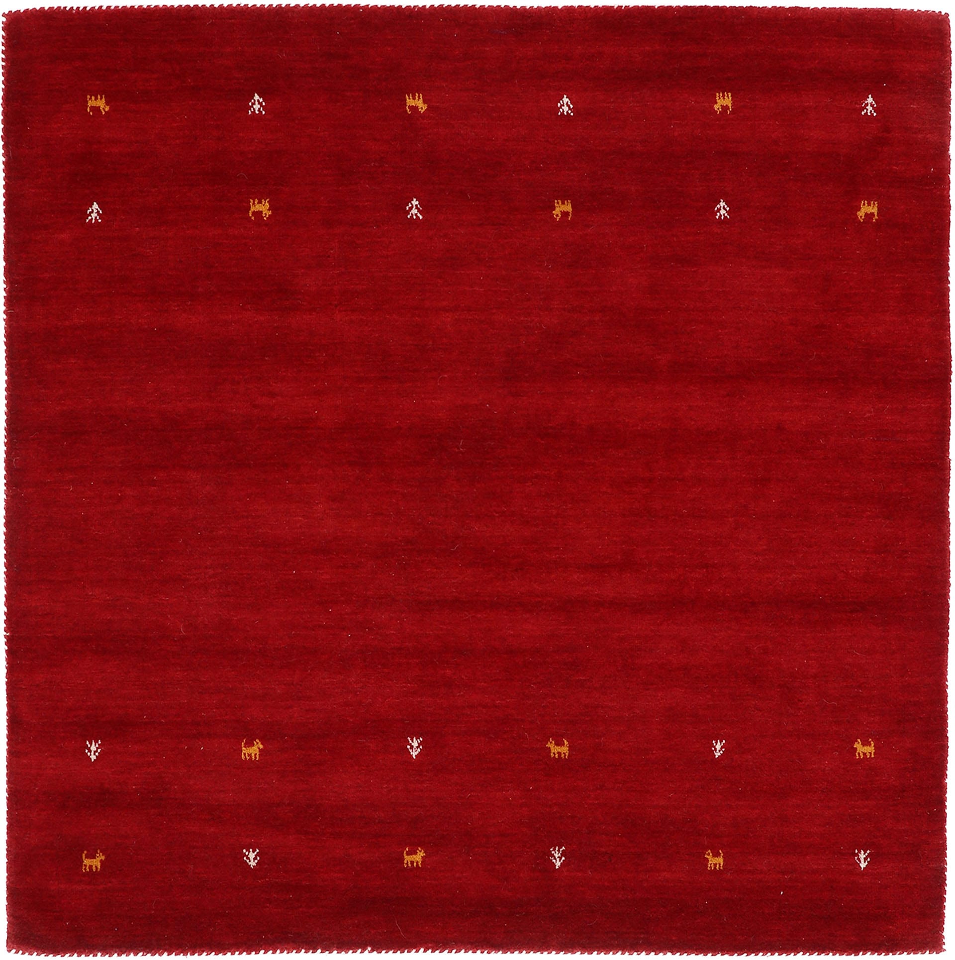 carpetfine Tapis en laine »Gabbeh-Uni« Carré 15 mm Höhe reine Wolle, handgewebt, Gabbeh Loom Tiermotiv, Sonderform Quadrat