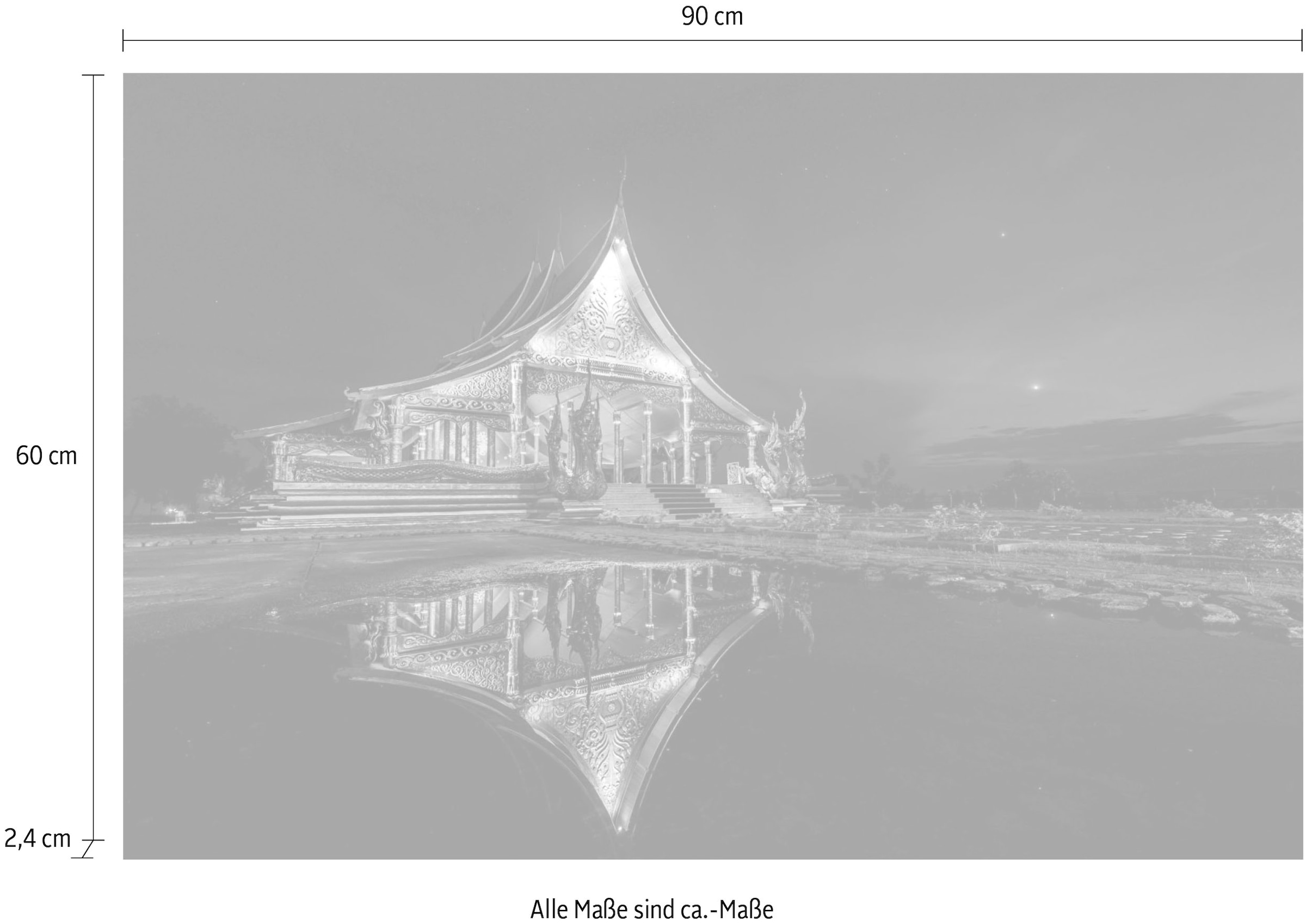 queence Acrylglasbild »Am See«, Asien-Kunst-Gebäude-Buddhismus-Himmel, Fine Art-Print in Galeriequalität