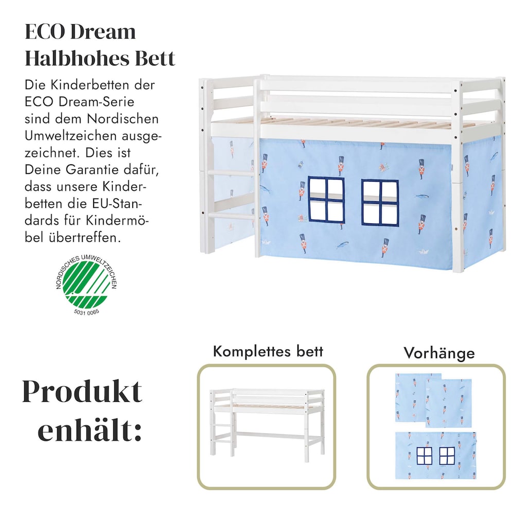 Hoppekids Spielbett »ECO Dream«, Massivholzbett mit Zinnsoldat-Vorhang, Matratze & 2 Grössen wählbar