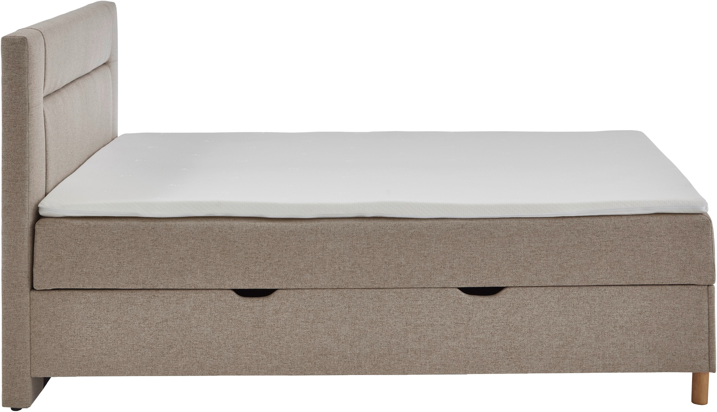 INOSIGN Boxbett »Escalon II, Boxbett mit Bettkasten, inklusive Topper«, Bett erhältlich in den Breiten 120x200cm und 180x200cm, mit Holzfüssen