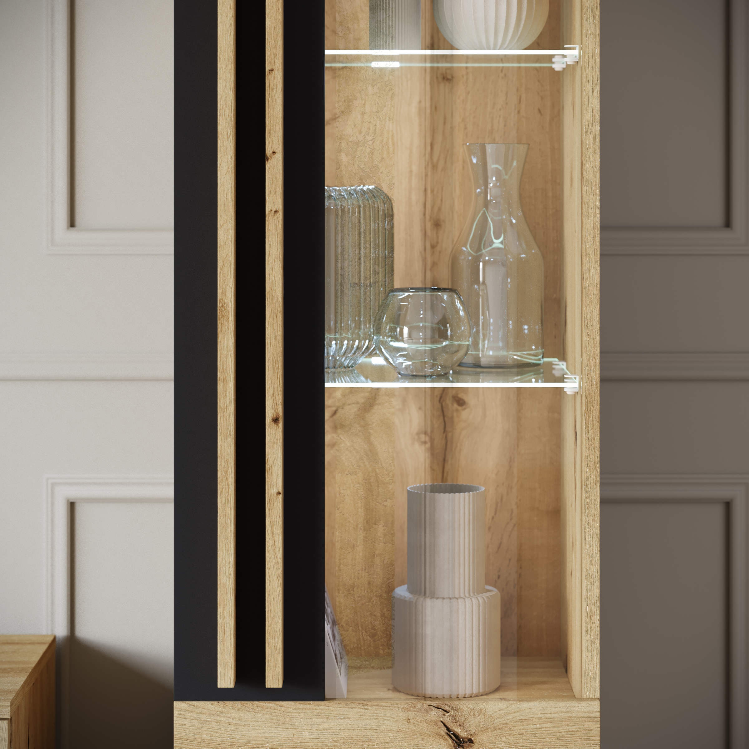 Home affaire Wohnwand »Helsinki, Modernes Set mit verglaster Vitrine« Komplett-Set, 4 Stk. tlg.