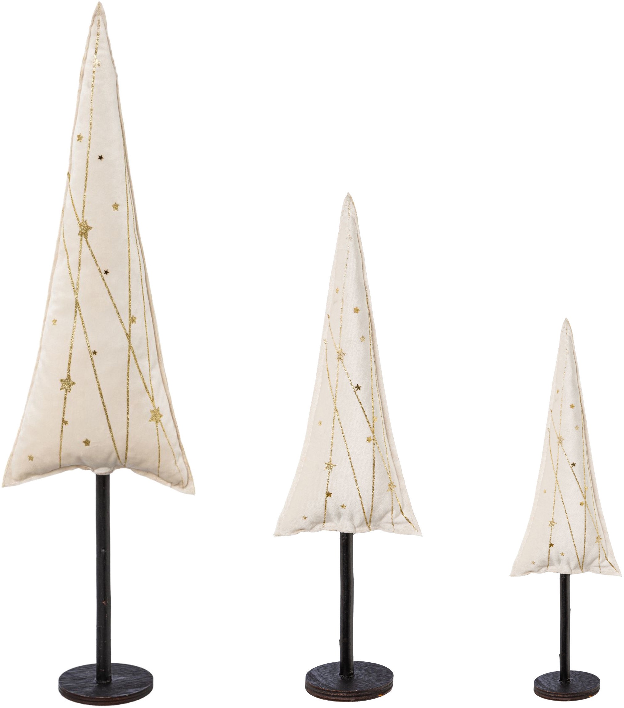 Image of Creativ deco Dekobaum "Weihnachtsdeko" aus Samtstoff mit Applikationen in 3 Grössen: 30x9, 40x13, 55x17 cm