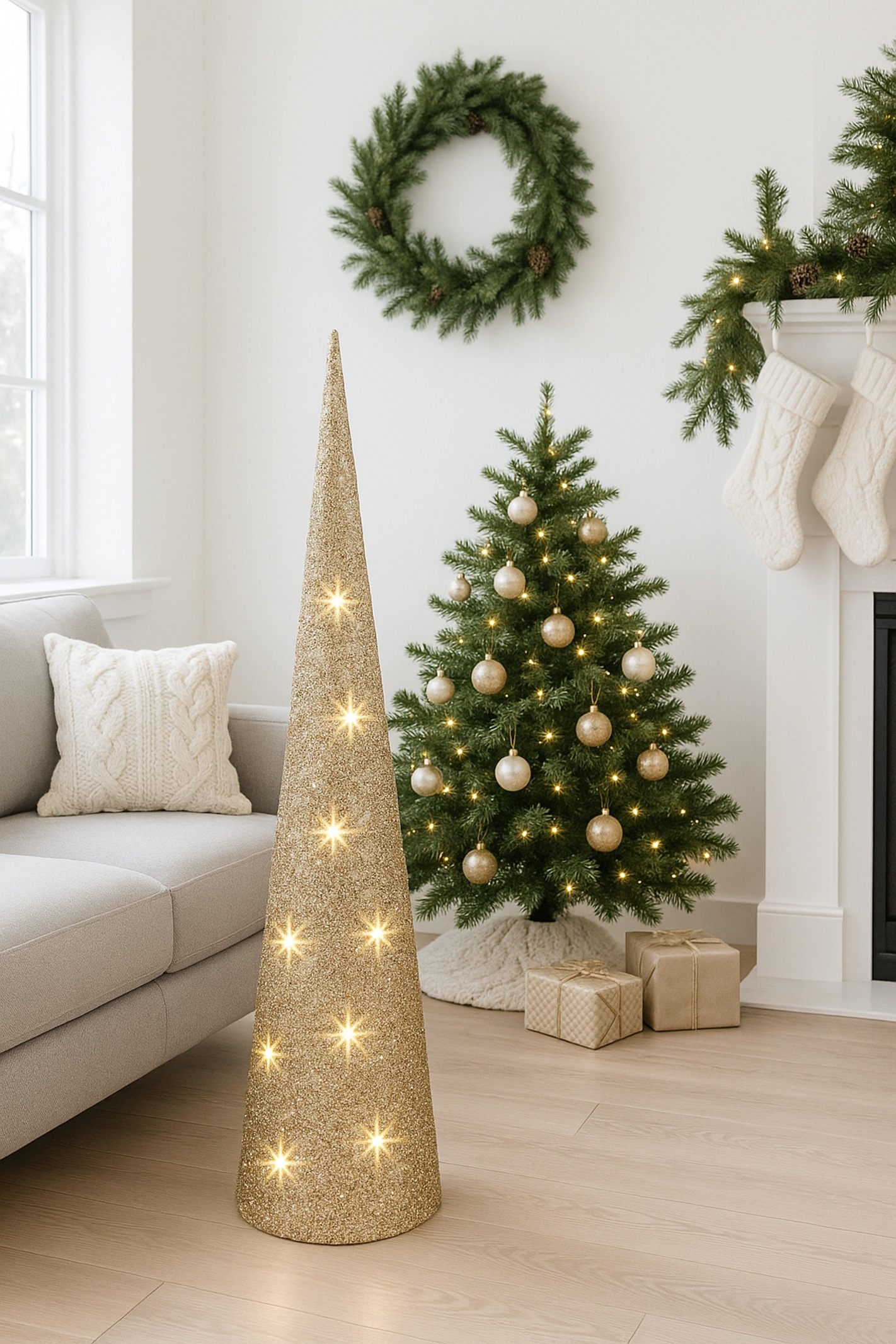 I.GE.A. LED-Dekofigur "LED-Pyramide" Tannenbaum Baum batteriebetrieben warmweiß Weihnachtsdeko innen