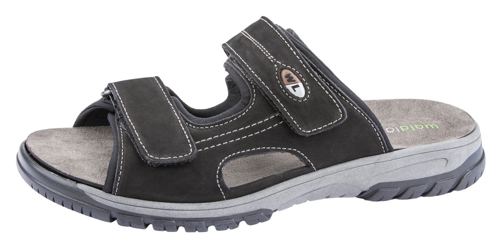 Image of Waldläufer Pantolette "Harald", Sommerschuh, Schlappen, Klettschuh, in Weite H (= sehr weit)