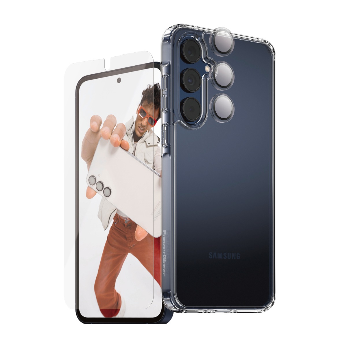 CARE by PanzerGlass Displayschutzglas »3-in-1 Protection Urban Combat Case + Screen Protection + Hoops«, für Samsung Galaxy A56, Displayschutzfolie, Schutzfolie, Bildschirmschutz, kratz- & stossfest