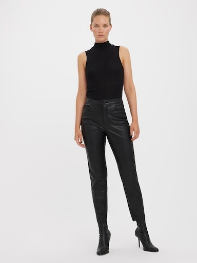 Vero Moda Lederimitathose »VMBRENDA HR STRAIGHT PL ANK PANT NOOS«