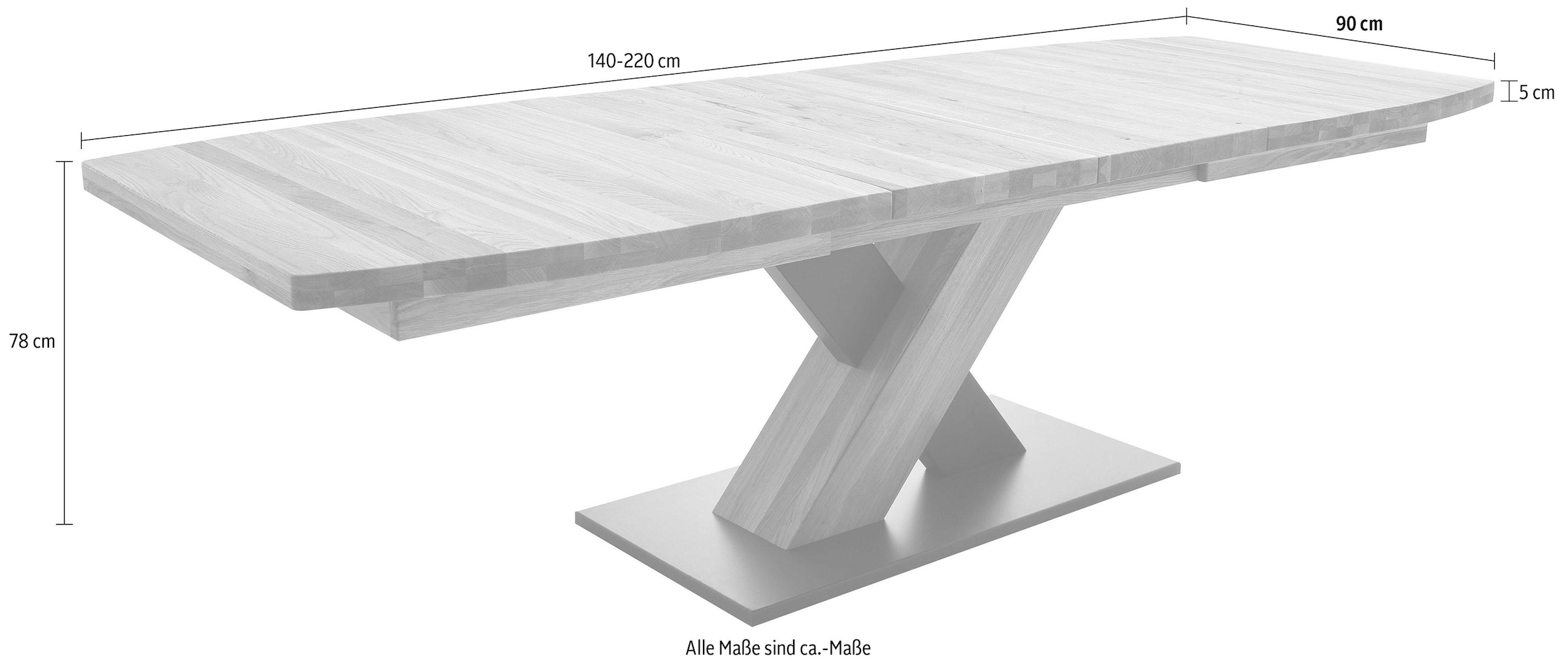 MCA furniture Esstisch »Mendoza«, Esstisch Bootsform mit X-Säule, ausziehbar