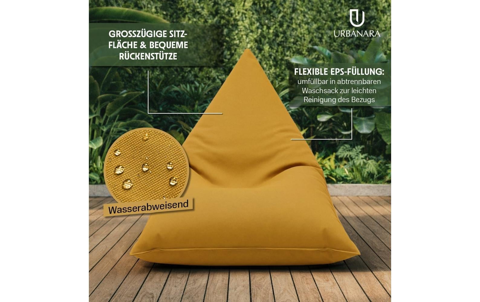 Urbanara Sitzsack »Basic-Outdoor Triangle, 300 l«