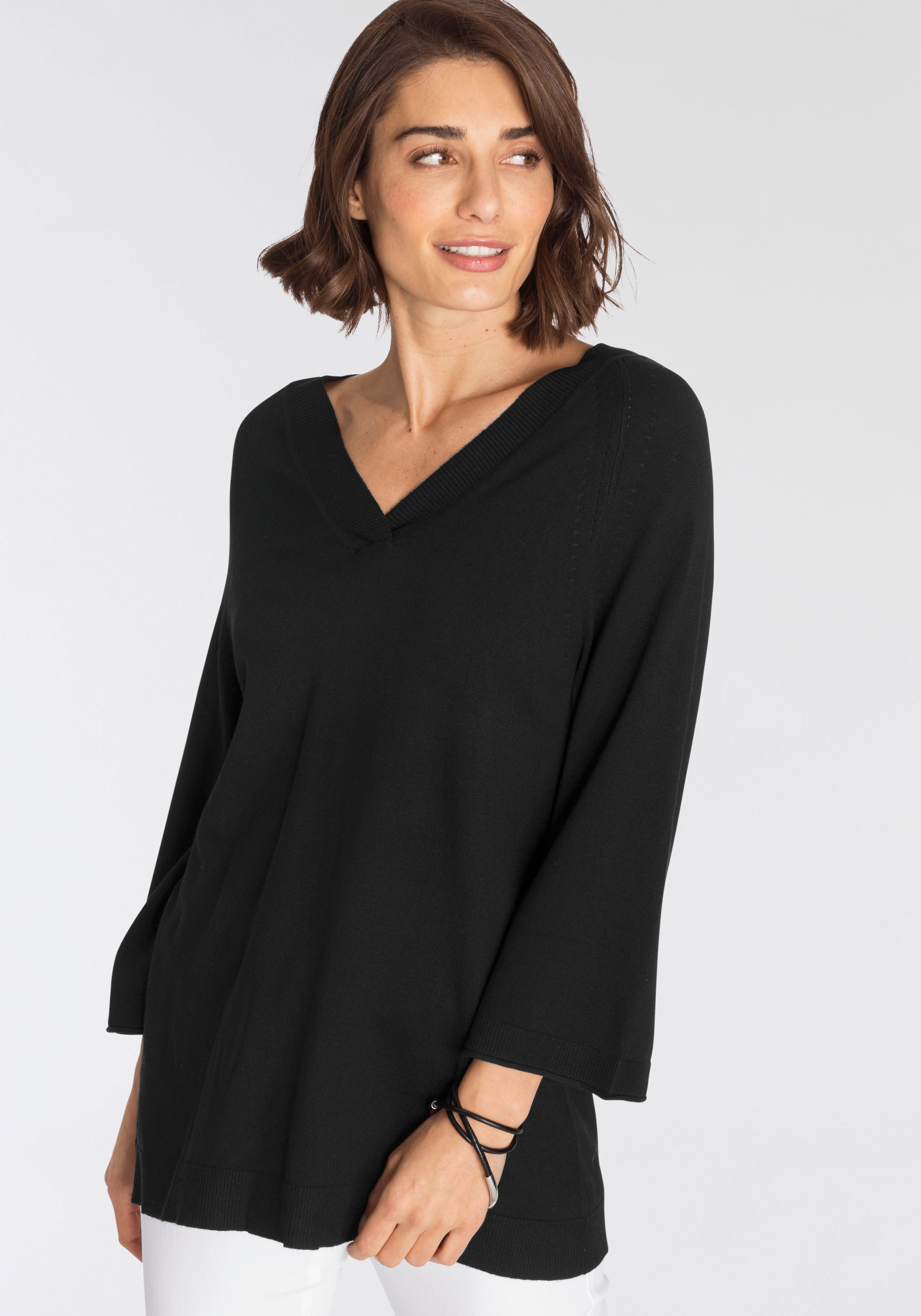 Image of Boysens V-Ausschnitt-Pullover in leichter A-Form mit 3/4-Ärmeln
