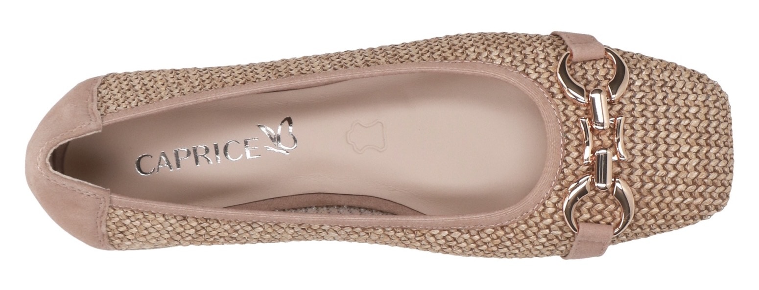 Caprice Ballerina  , Blockabsatz, Bequemschuh, Businessschuh mit Schmuckelement