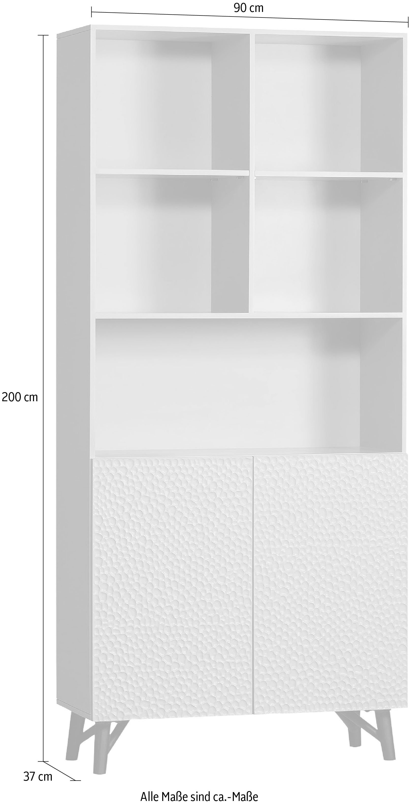 WOOOD Regal »Carve Standregal mit 2 Türen« mit offenen Fächern, 2 Türen, H 200 cm x B 90 cm