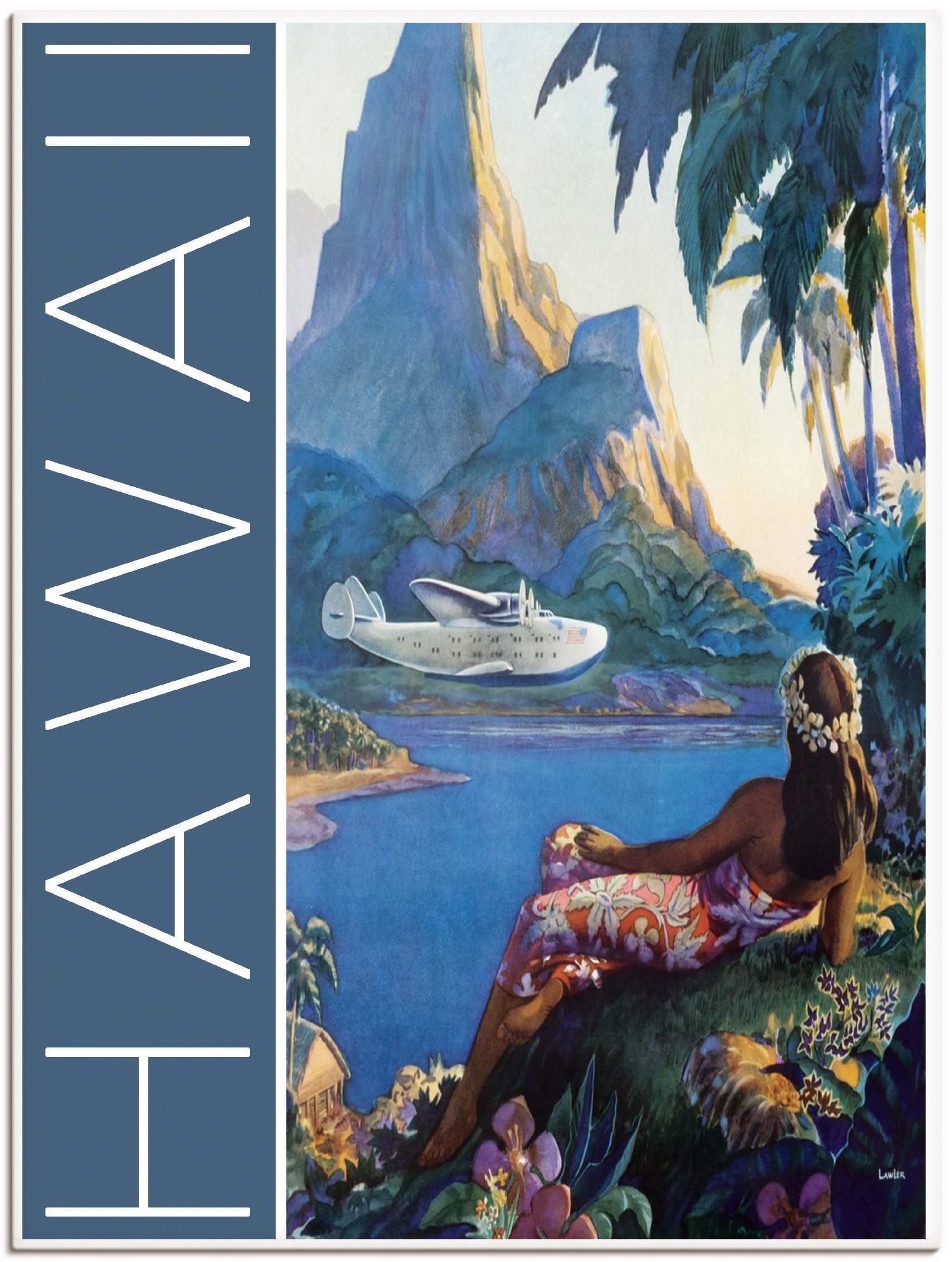 Image of Artland Wandbild »Hawaii Vintage Reiseplakat«, Amerika, (1 St.), in vielen Grössen & Produktarten - Alubild / Outdoorbild für den Aussenbereich, Leinwandbild, Poster, Wandaufkleber / Wandtattoo auch für Badezimmer geeignet bei Ackermann Versand Schweiz