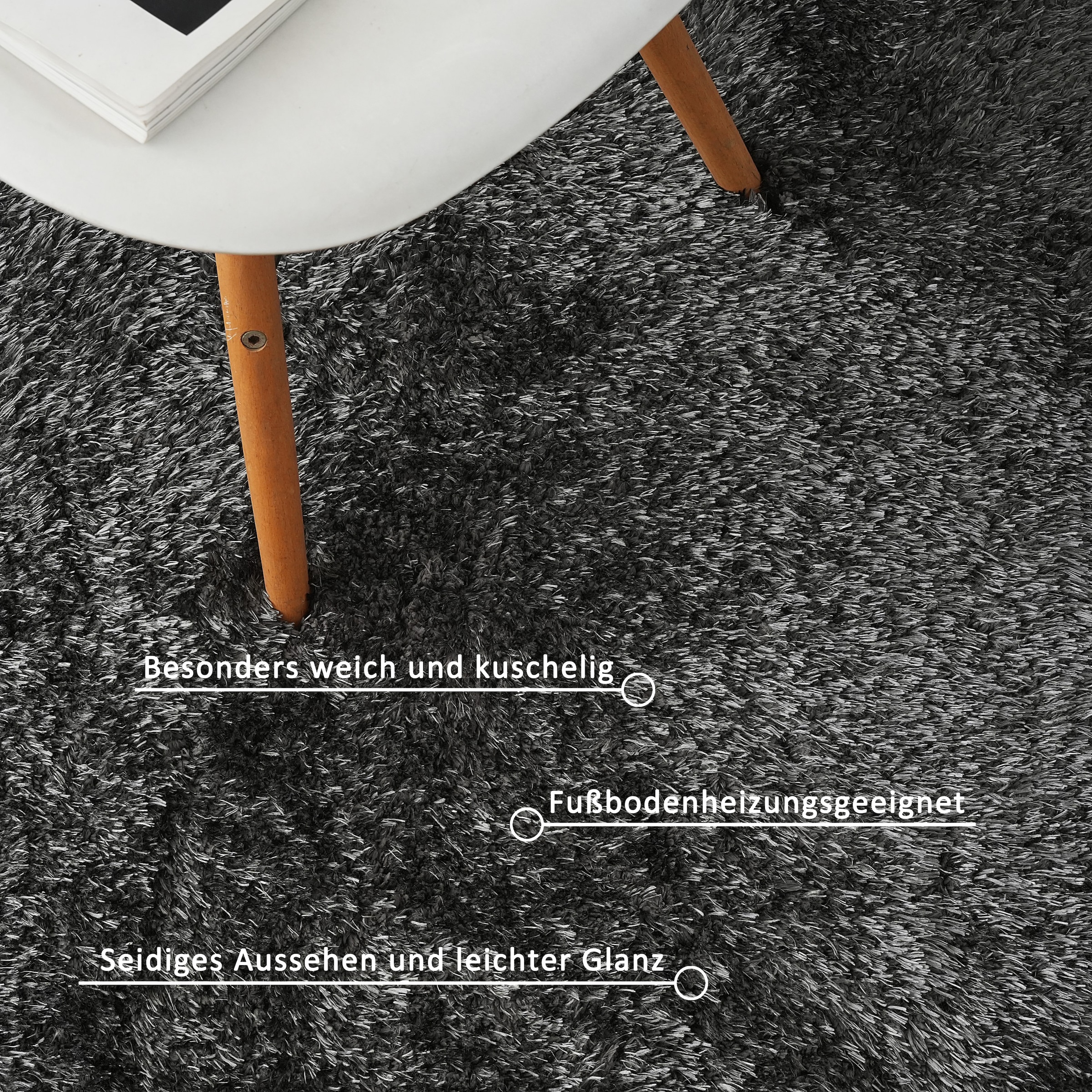 GOODproduct Tapis à poils longs »Micro Shaggy, aus weicher Mikrofaser« Rectangulaire 53 mm Höhe weich, flauschig, Uni-Farben, Wohnzimmer, Schlafzimmer, Kinderzimmer