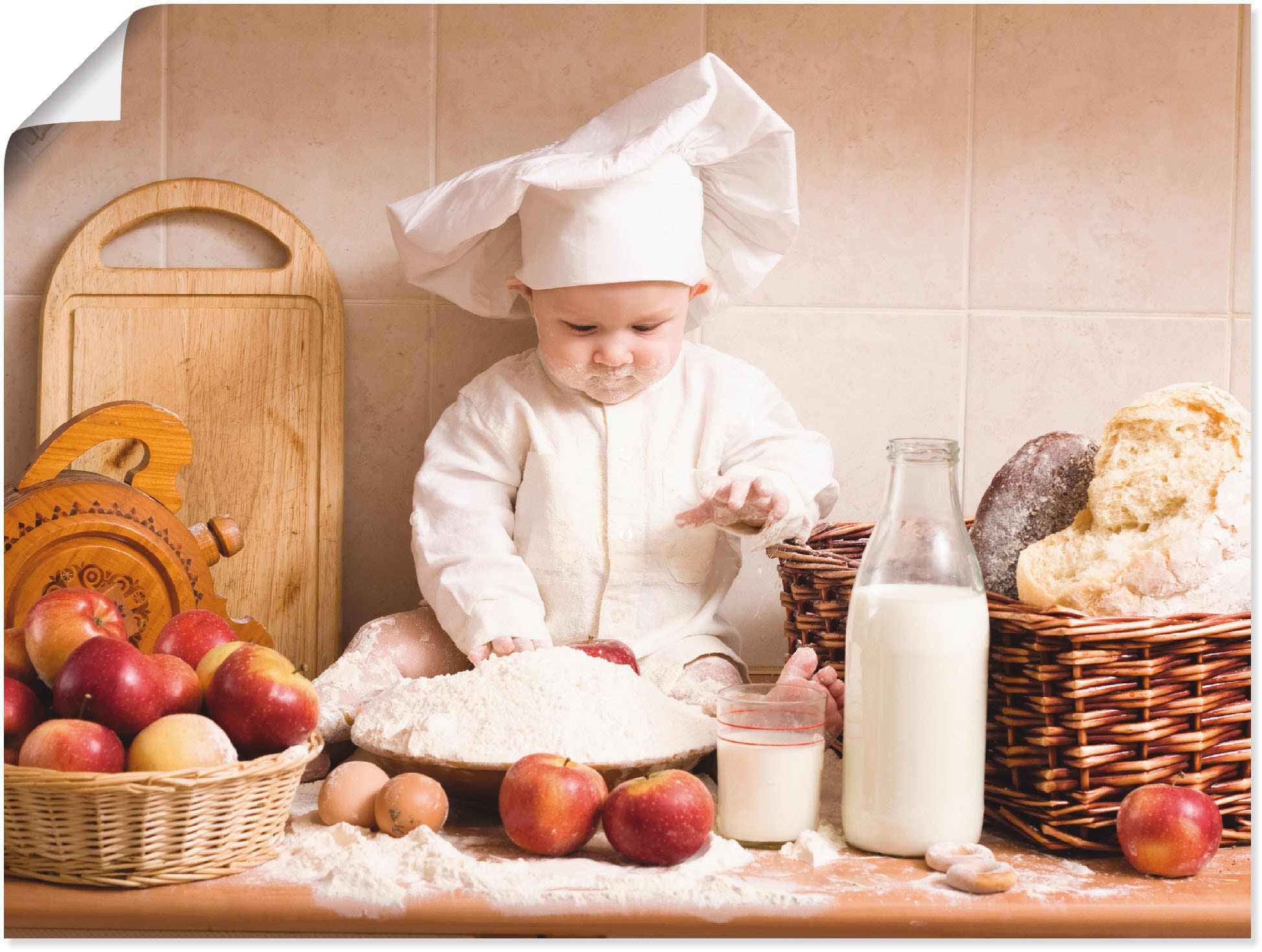 Image of Artland Wandbild "Küche Junge Kind Backen" Bilder von Kindern 1 Stk. tlg. als Alubild, Leinwandbild, Poster in verschied. Grössen