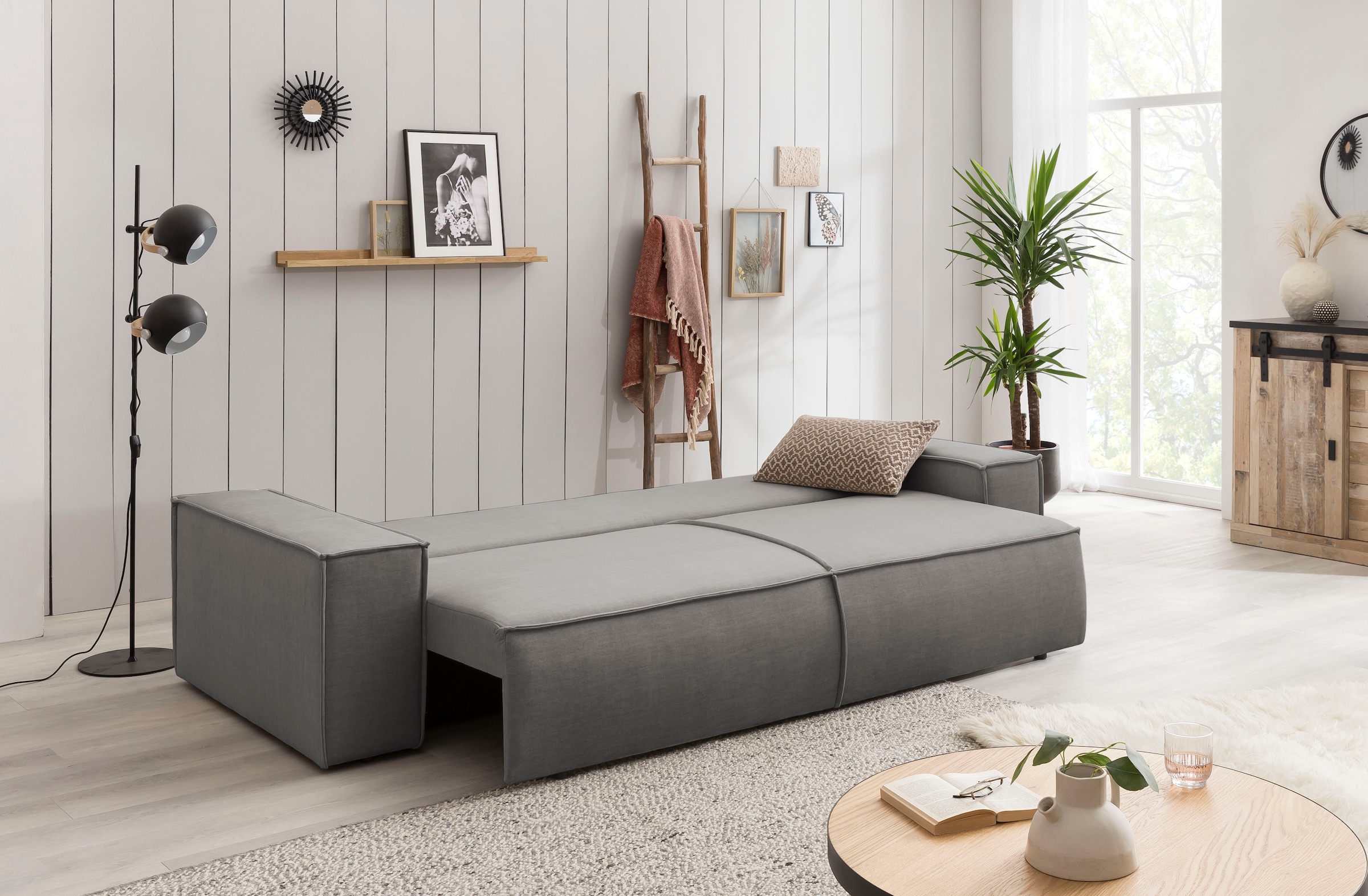 GOODproduct 3-places »SHERWOOD Samtvelours Schlafsofa (257cm)« fonction couchage avec coffre (env. 136/200cm)