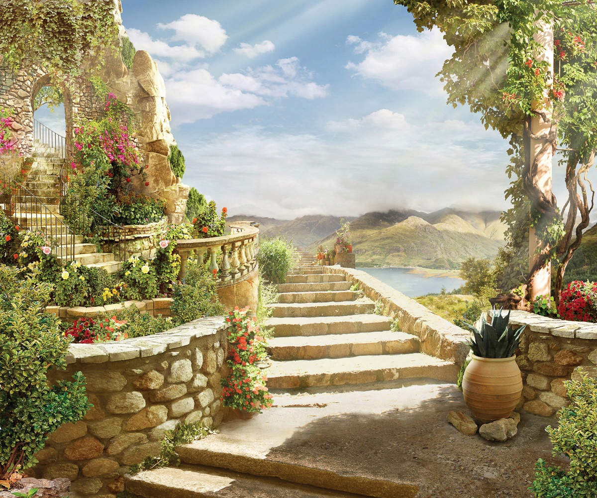 Image of Papermoon Fototapete »Gartentreppe«, Vliestapete, hochwertiger Digitaldruck, inklusive Kleister bei Ackermann Versand Schweiz