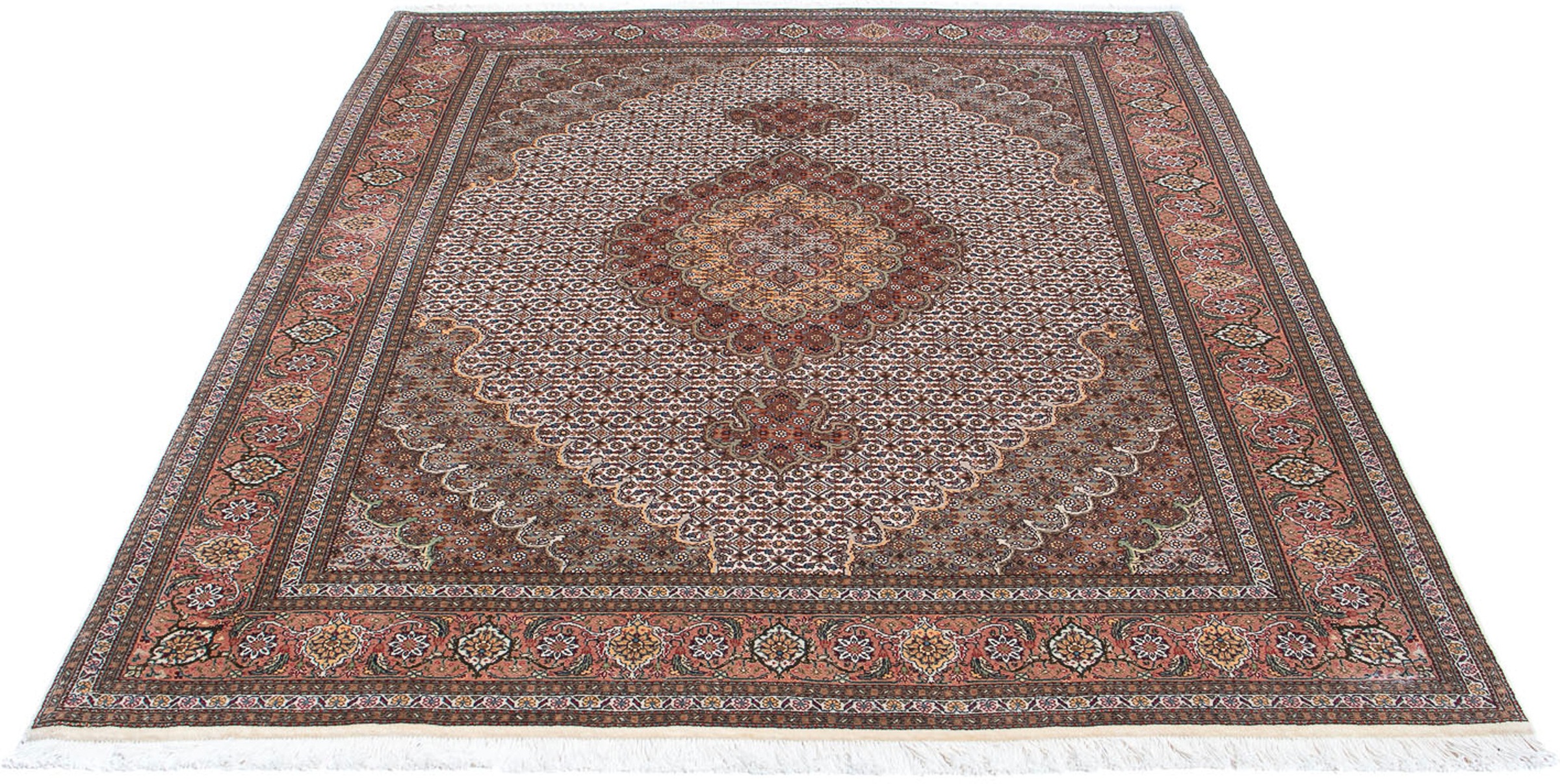 Image of morgenland Orientteppich »Perser - Täbriz - 198 x 152 cm - hellbraun«, rechteckig, 10 mm Höhe, Wohnzimmer, Handgeknüpft, Einzelstück mit Zertifikat bei Ackermann Versand Schweiz