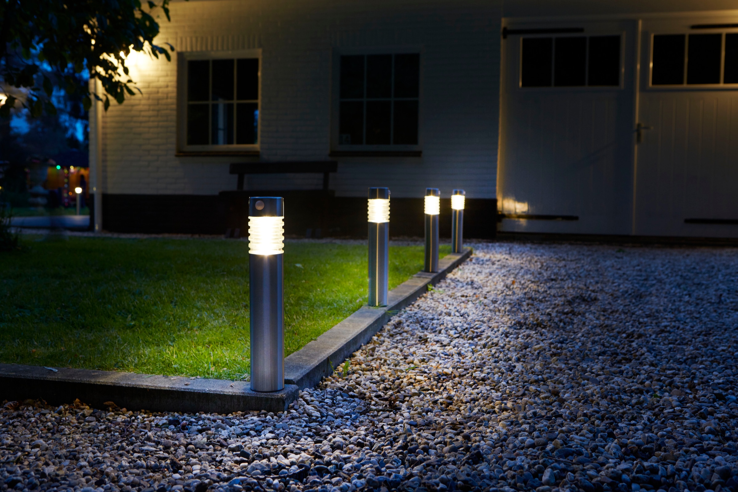 LUXFORM Lampe de jardin »Solar-Intelligente Hybrid-Gartenlampe - Arizona« Module LED 1 cuis Fabriqué en acier inoxydable et verre