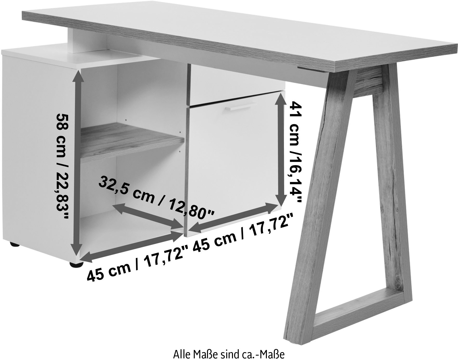 Jahnke Eckschreibtisch »CLUB C 130 E« Eckschreibtisch, wechselseitig montierbar, Breite 130 cm