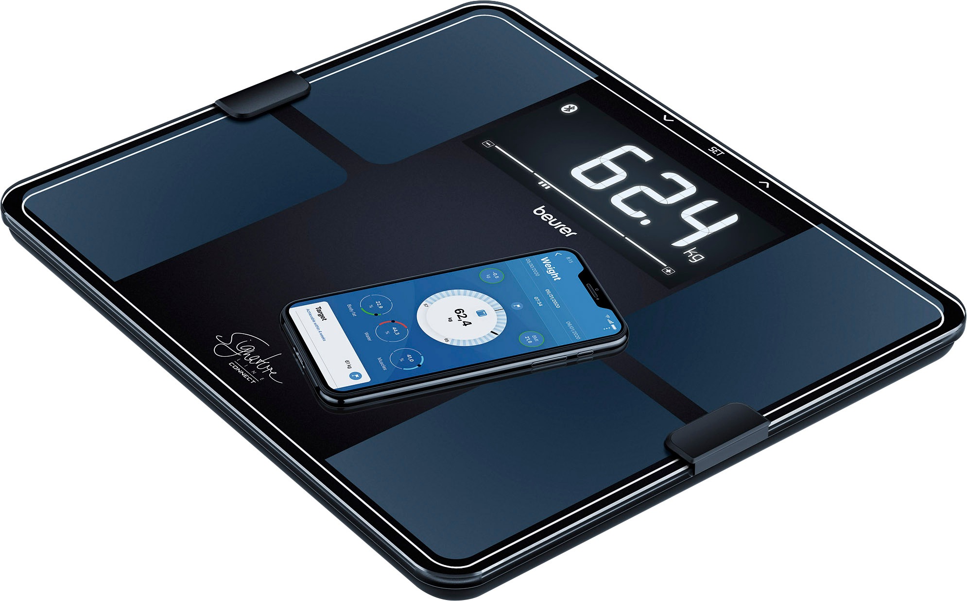 Image of BEURER Körper-Analyse-Waage "BF 915 für Messung von Gewicht, Körperfett, Muskelanteil etc." Tracking der Werte in der kostenlosen "Beurer Health Manager Pro" App