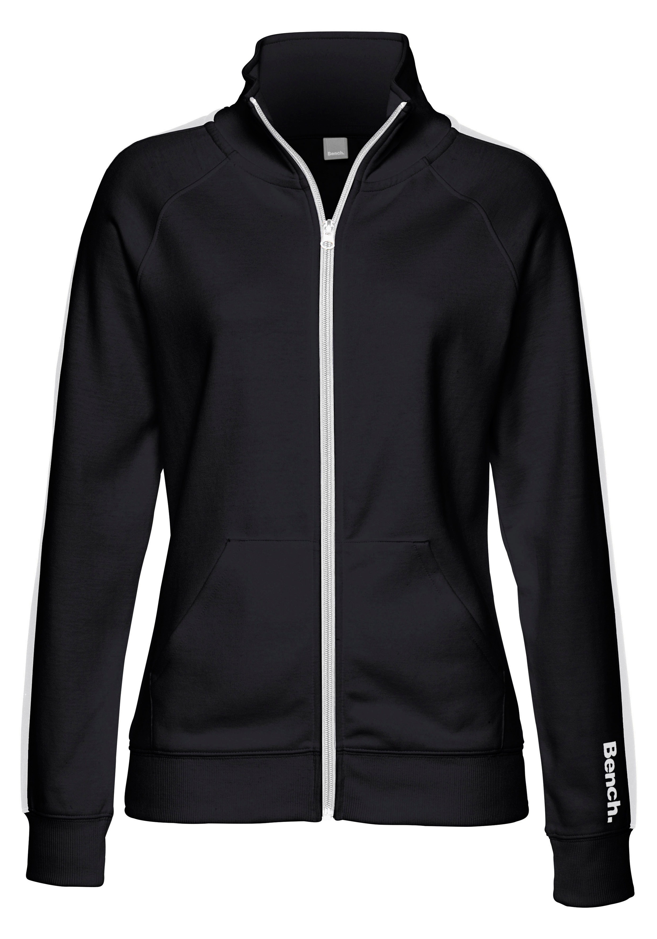 Bench. Loungewear Sweatjacke mit Seitenstreifen und Stehkragen, Home- und Loungewear Serie