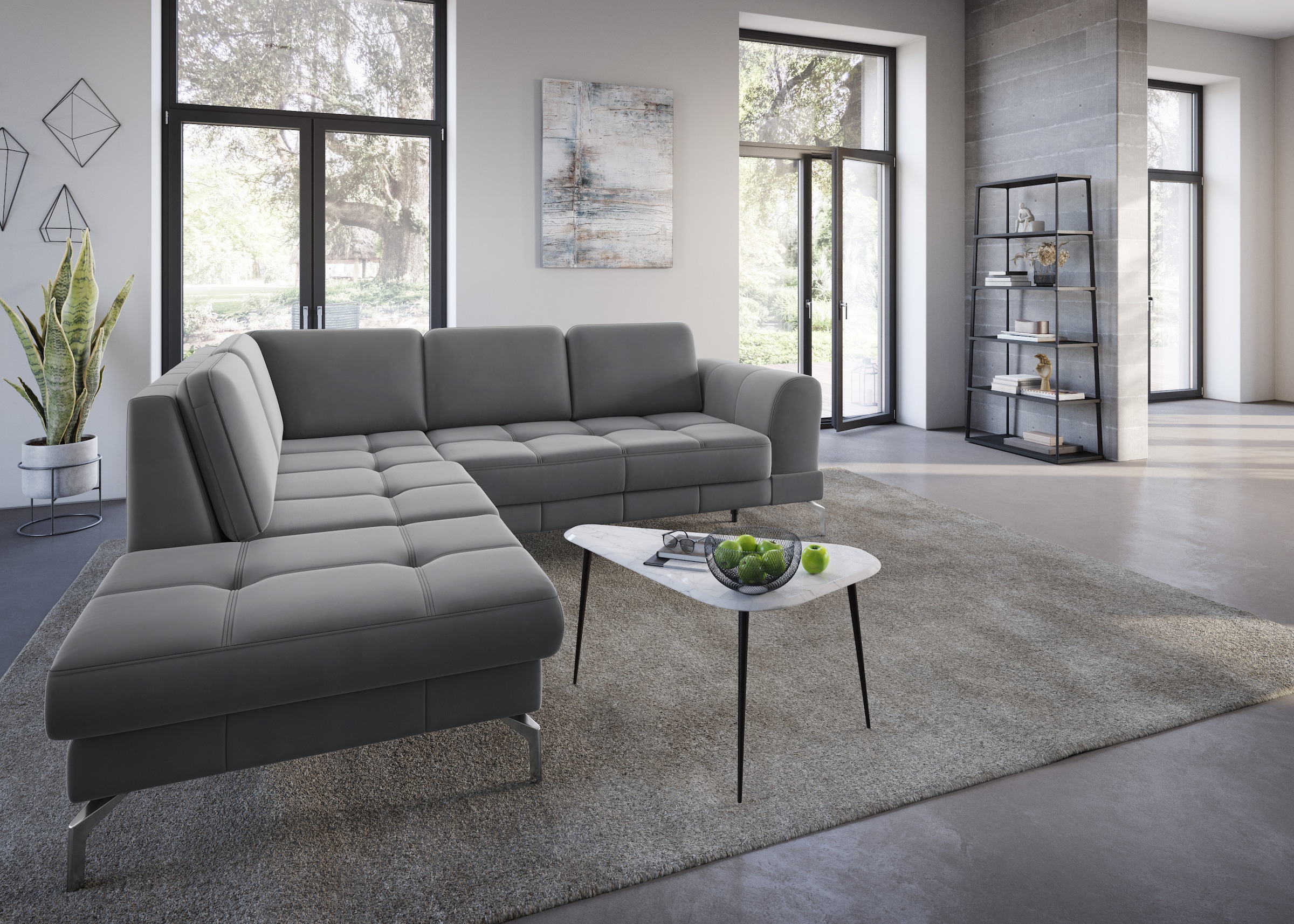 sit&more Ecksofa »Bendigo L-Form« inklusive Sitztiefenverstellung, Bodenfreiheit 15 cm, in 2 Fussfarben