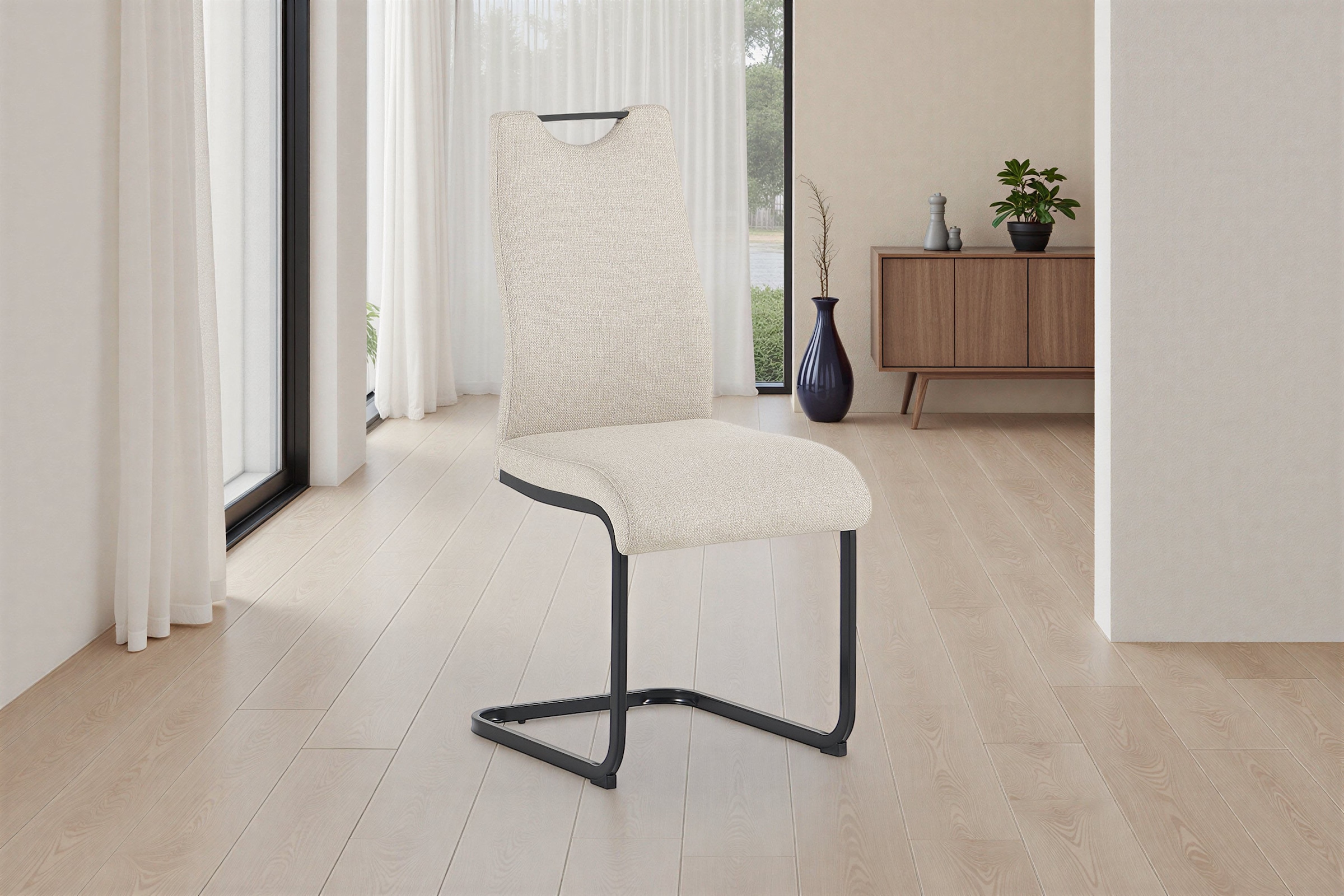 byLIVING Chaise cantilever »CAPRI« (Ensemble) 2 cuisWebstoff, bis 110 kg, Schaumstoff, Schwingstuhlgestell, mit Griff