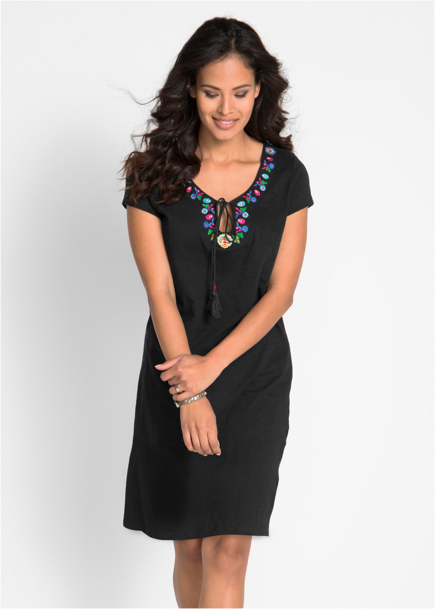 Image of bonprix Jerseykleid für den Alltag, aus Baumwolle, schmale Passform, knielang