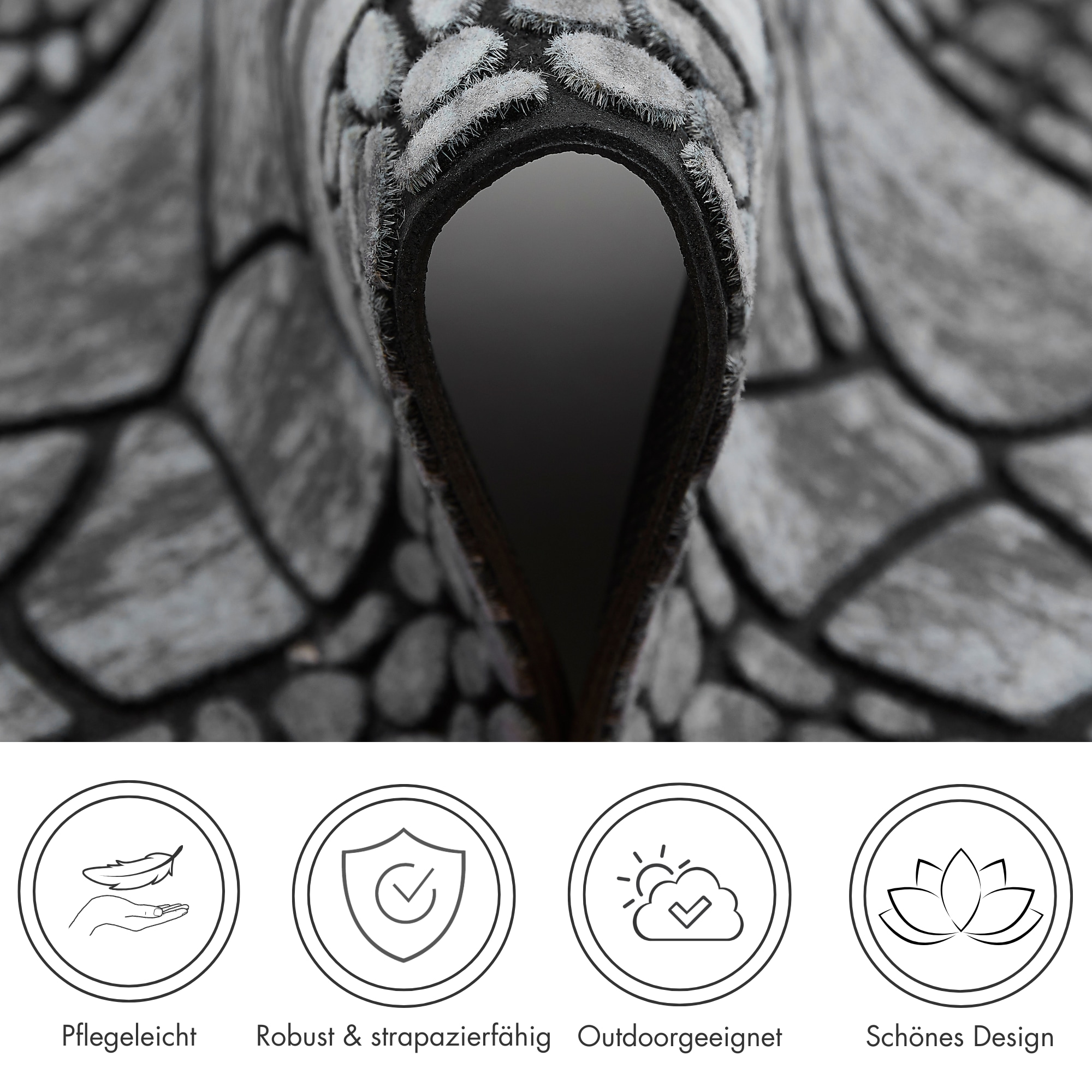 Andiamo Stufenmatte »Outdoor, 2er Set« rechteckig 6 mm Höhe Outdoor-Stufenmatten, Stein Motiv, Gartenbereich, Aussenbereich