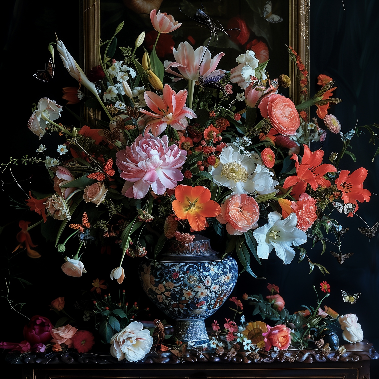 queence Leinwandbild »Blumenstrauss« Blumen | Blumenbilder | Gemälde | Kunst | Pflanzen | Pflanzenbilder | Romantisch | Stillleben | Vasen | Vasen & Töpfe 1 Stk. tlg. Premium-Leinwandstoff, Handarbeit aus Deutschland