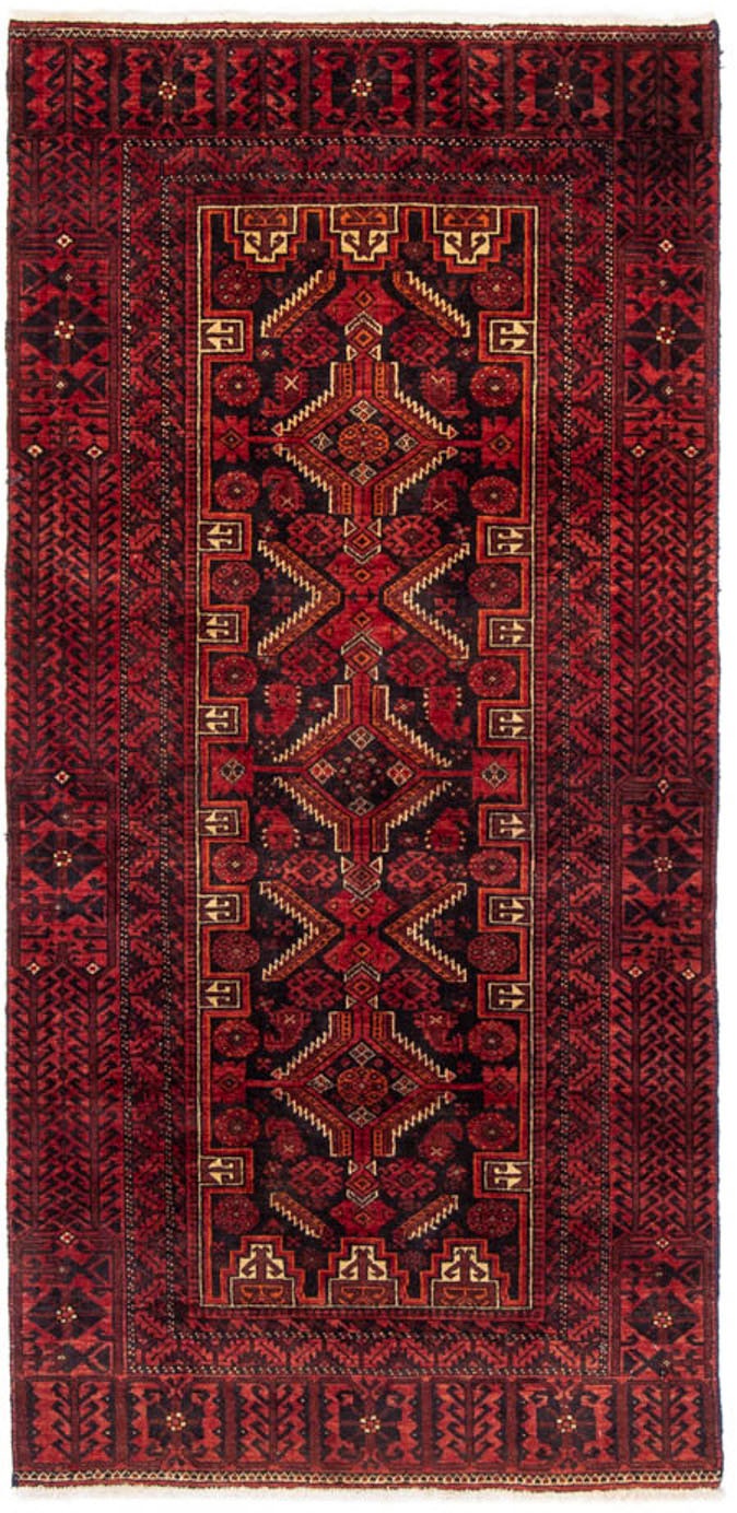 Image of morgenland Hochflor-Läufer »Belutsch Medaillon Rosso scuro 195 x 89 cm«, rechteckig, 0,8 mm Höhe, Handgeknüpft bei Ackermann Versand Schweiz