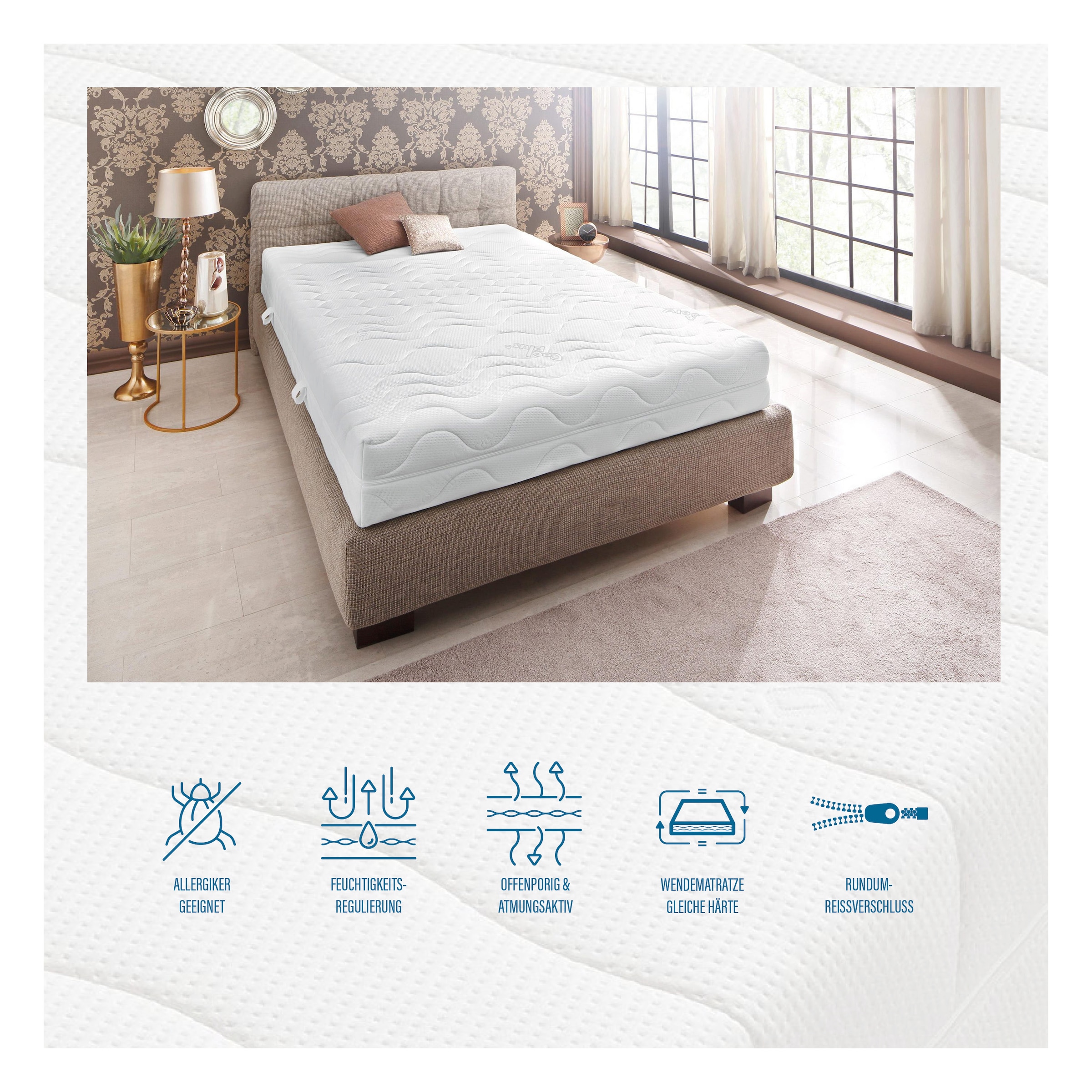 Beco Komfortschaummatratze »Premium Cool Plus, Matratze in 140x200 cm und weiteren Grössen« 25 cm hoch Raumgewicht: 28 kg/m³ 1 Stk. tlg. Optimales Schlafklima durch Cool-Plus-Markenfaser