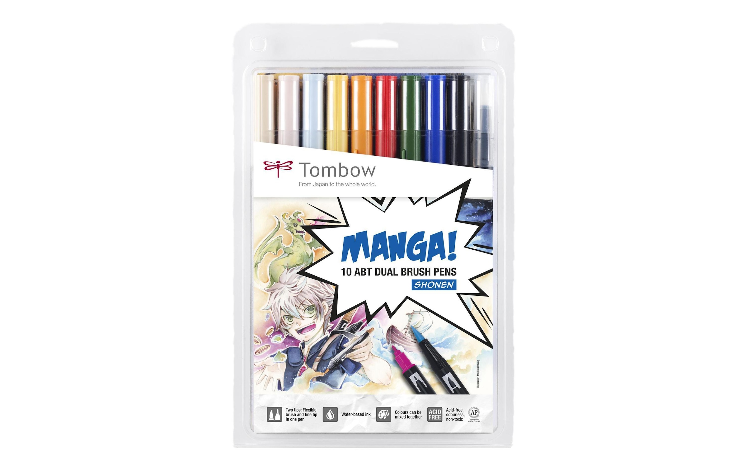 TOMBOW Faserstift »Manga Shonen 12 S«, Wasservermalbar