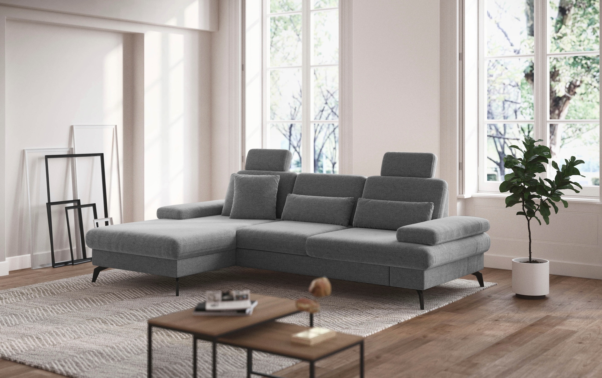 sit&more Ecksofa »Morris L-Form, inkl. Sitztiefenverstellung« wahlweise mit Armteilverstellung, Bettfunktion & Bettkasten