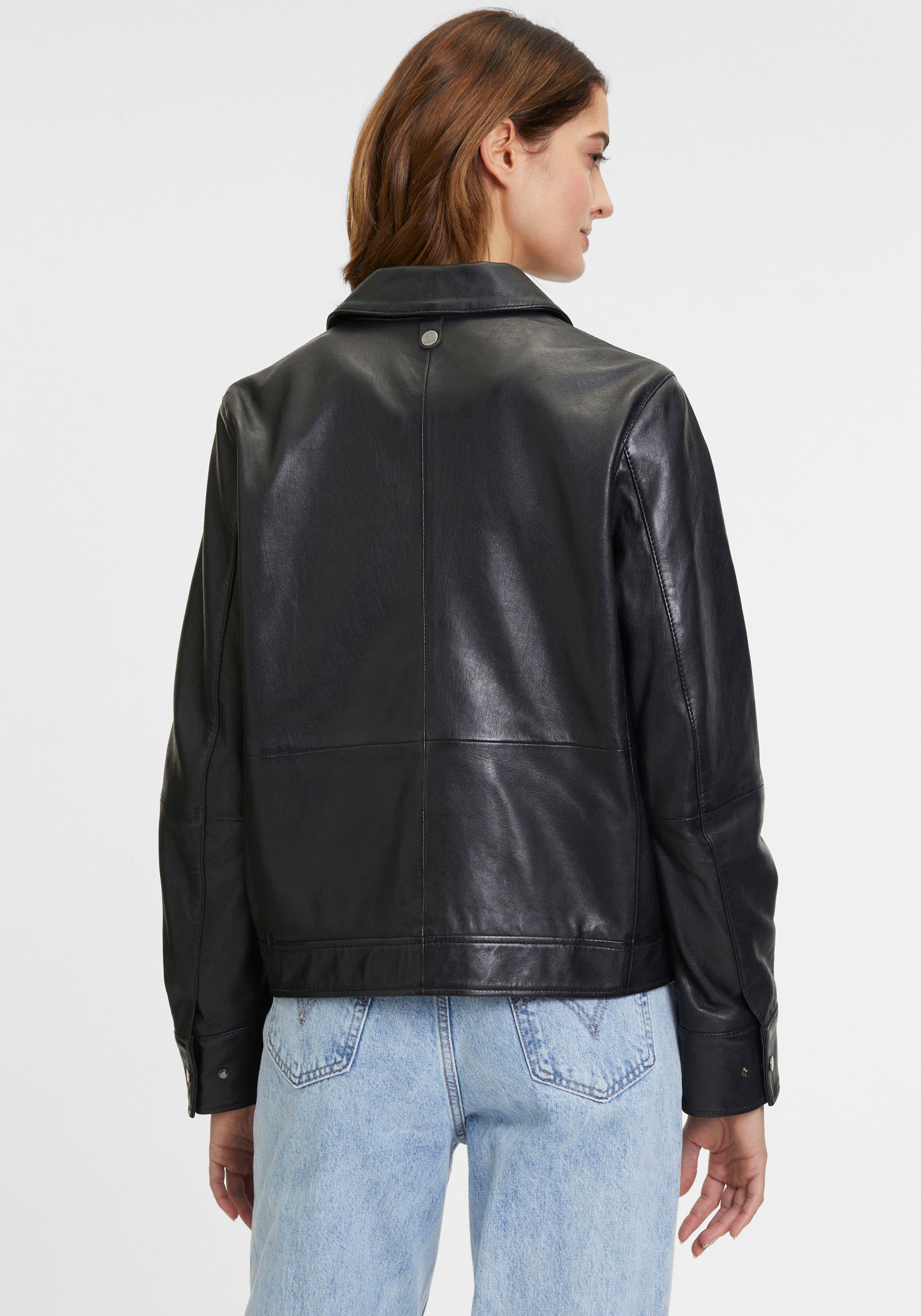 Mauritius Lederjacke »GWYunni«, mti verdecktem Reissverschluss, Druckern, aufesetzte Taschen