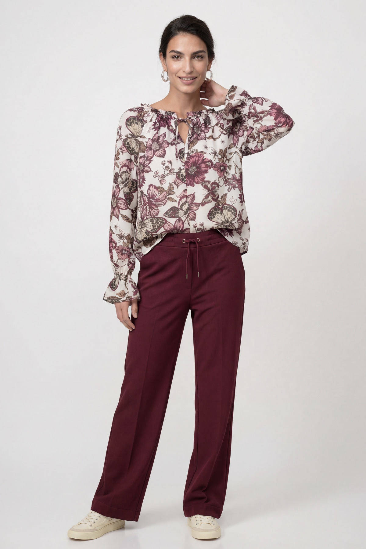 Monari Pantalon à enfiler »Hose Basic Rippe 78cm«  coupe régulière avec ceinture élastique