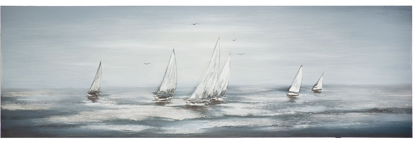 Image of GILDE Holzbild "Bild rechteckig Silver Regatta" Strandbilder 1 Stk. tlg.