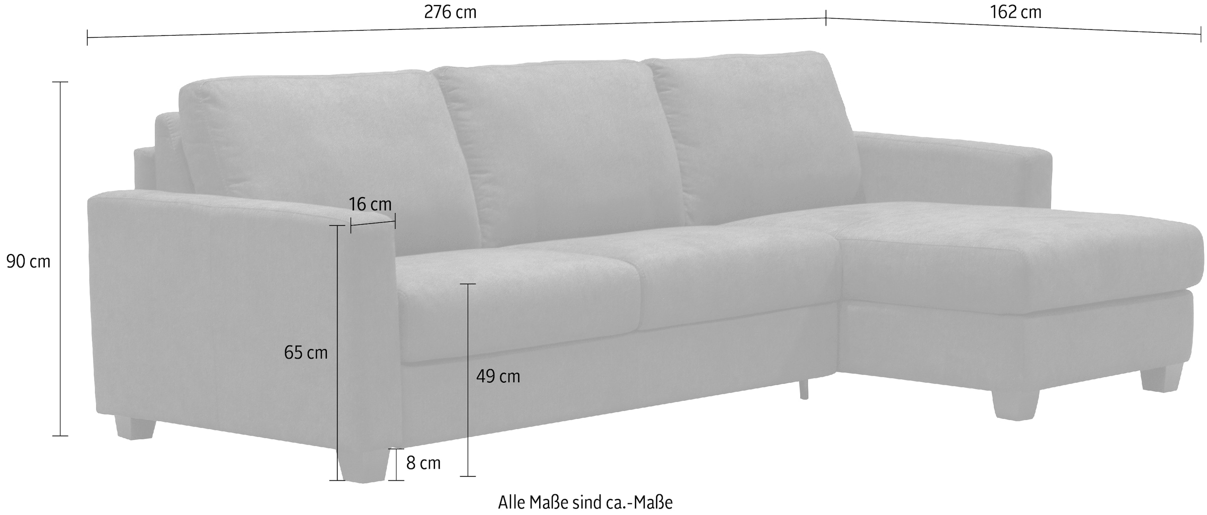 Nias Italia Ecksofa »Avellino«, mit 140/208 cm und Bettfunktion, jetzt kaufen Matratze Liegefläche Metallgestell