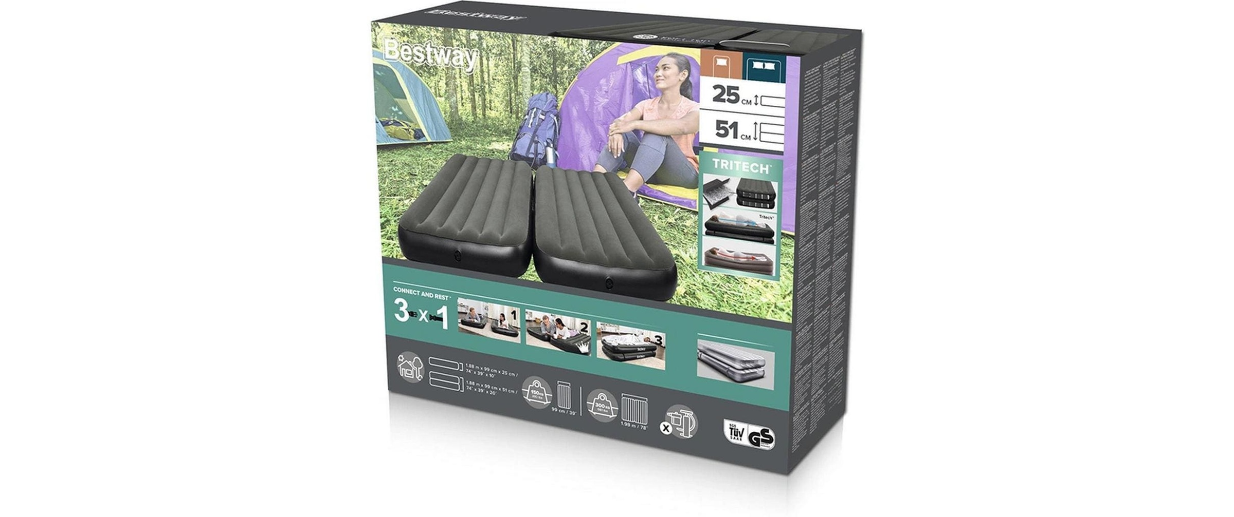 Bestway Luftbett »Twin/Queen, 3 in 1 188 x 99 cm«
