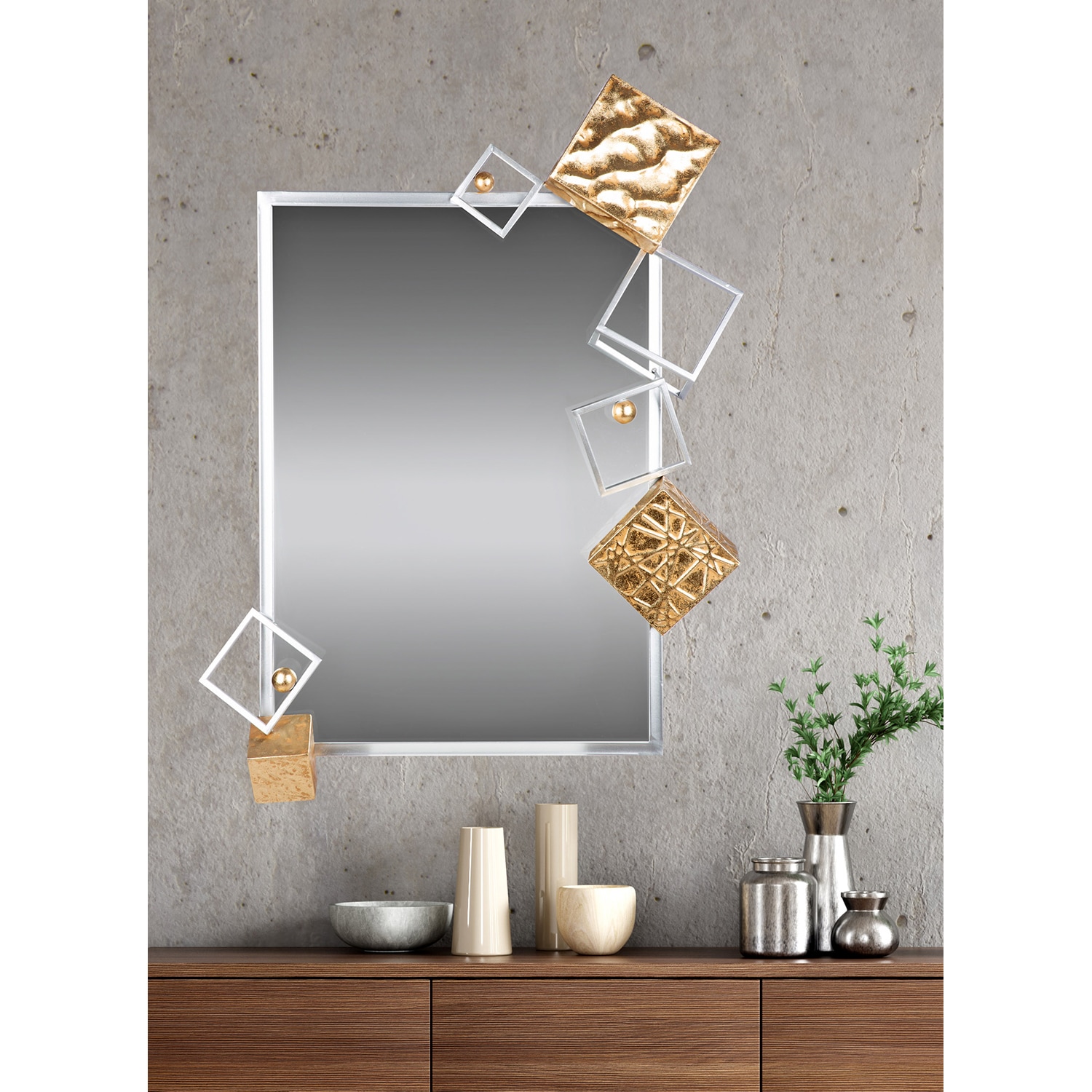 GILDE Wandspiegel »Spiegel Cubes silberfarben«