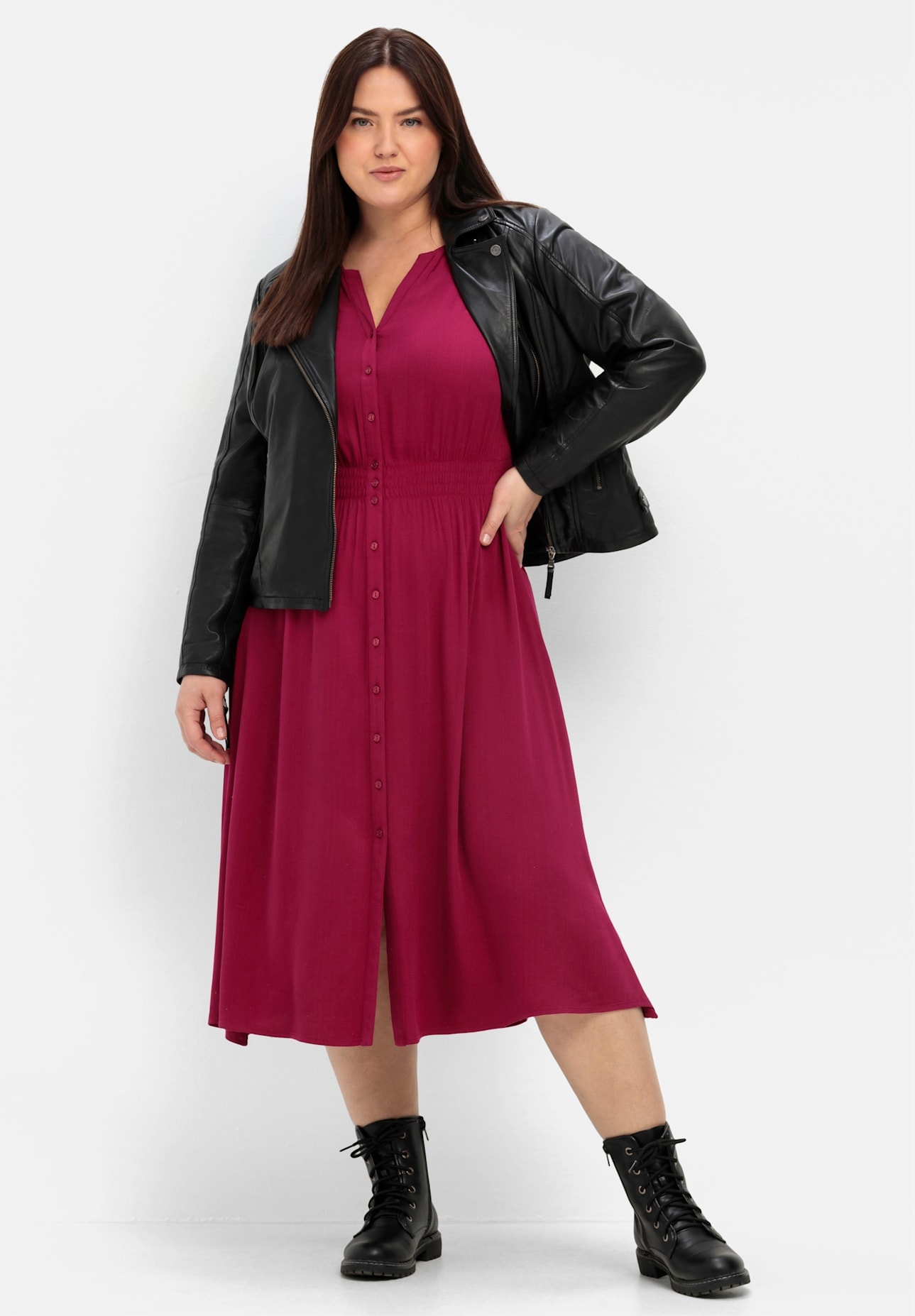 Sheego Lederjacke, ohne Kapuze